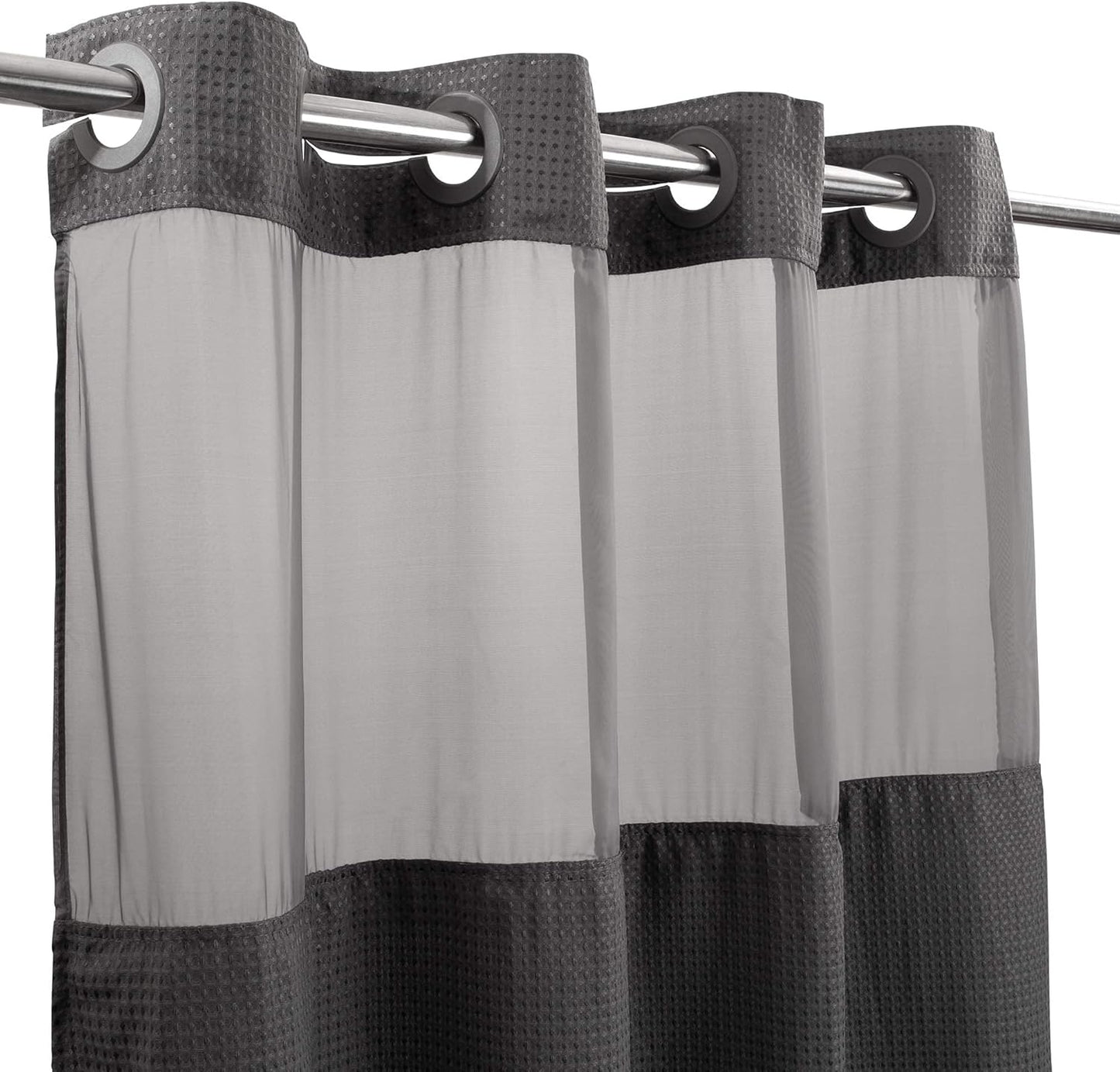 River Dream Heavyweight No Hooks Required Dotted Waffle Weave Shower Curtain with Snap in Liner -Stall 54W x 80H,Hotel Grade,Spa Like Bath Curtain,Graphite Grey