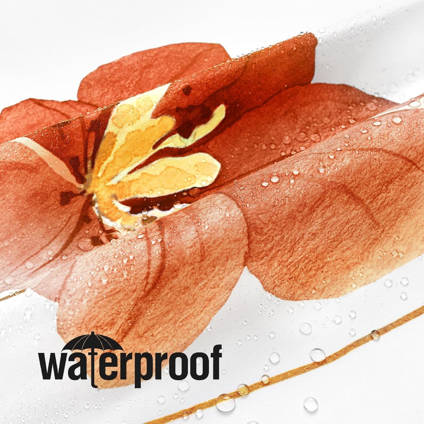 Gibelle Watercolor Floral Shower Curtain, Retro Orange Navy Flower Shower Curtain for Bathroom, Modern Minimalist Aesthetic Waterproof Fabric Shower Curtain Set with Hooks 72x72 Inch
