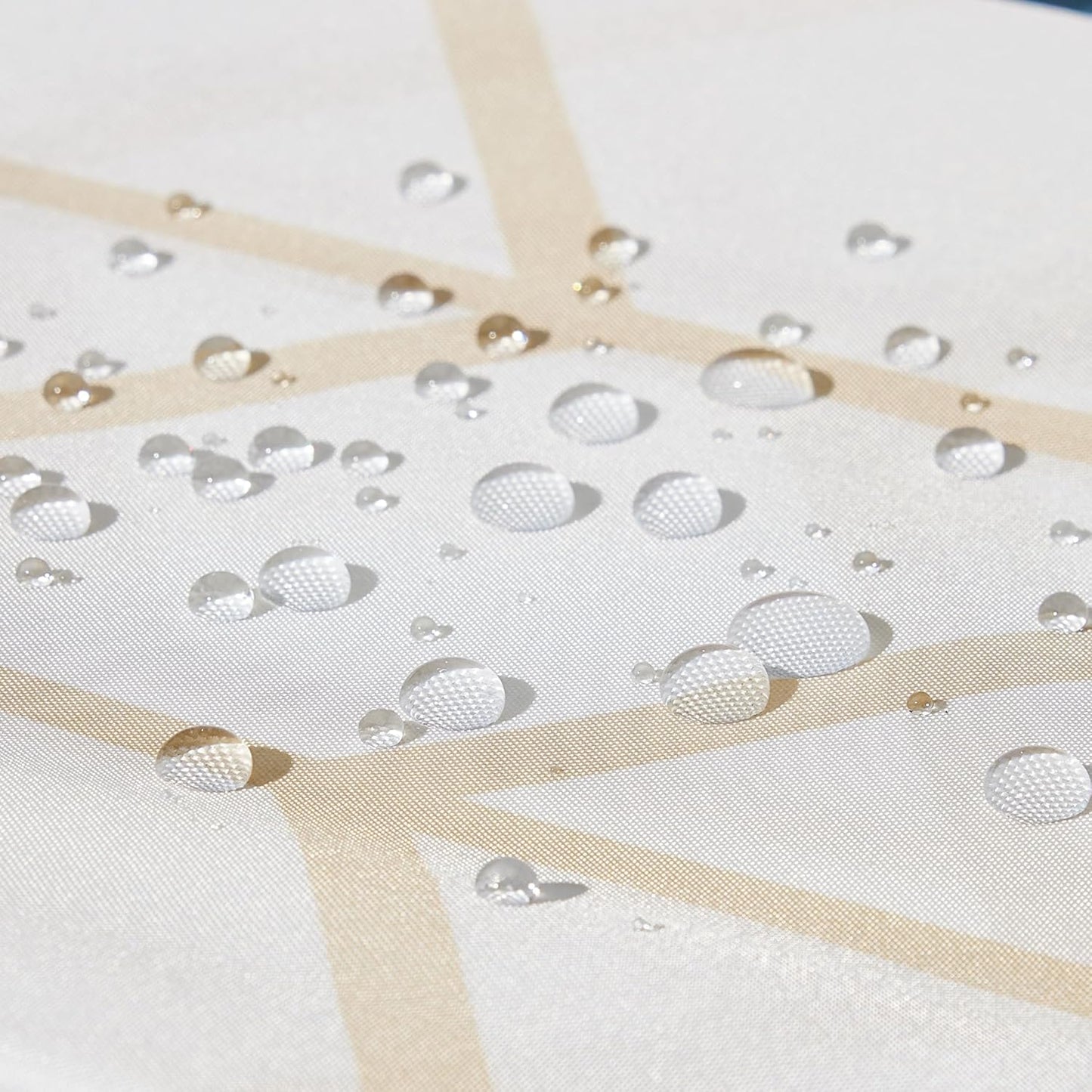 Amazon Basics Bathroom Shower Curtain, Water Resistant Fabric with Grommets & Hooks, Machine Washable, 72"x72", Natural Herringbone