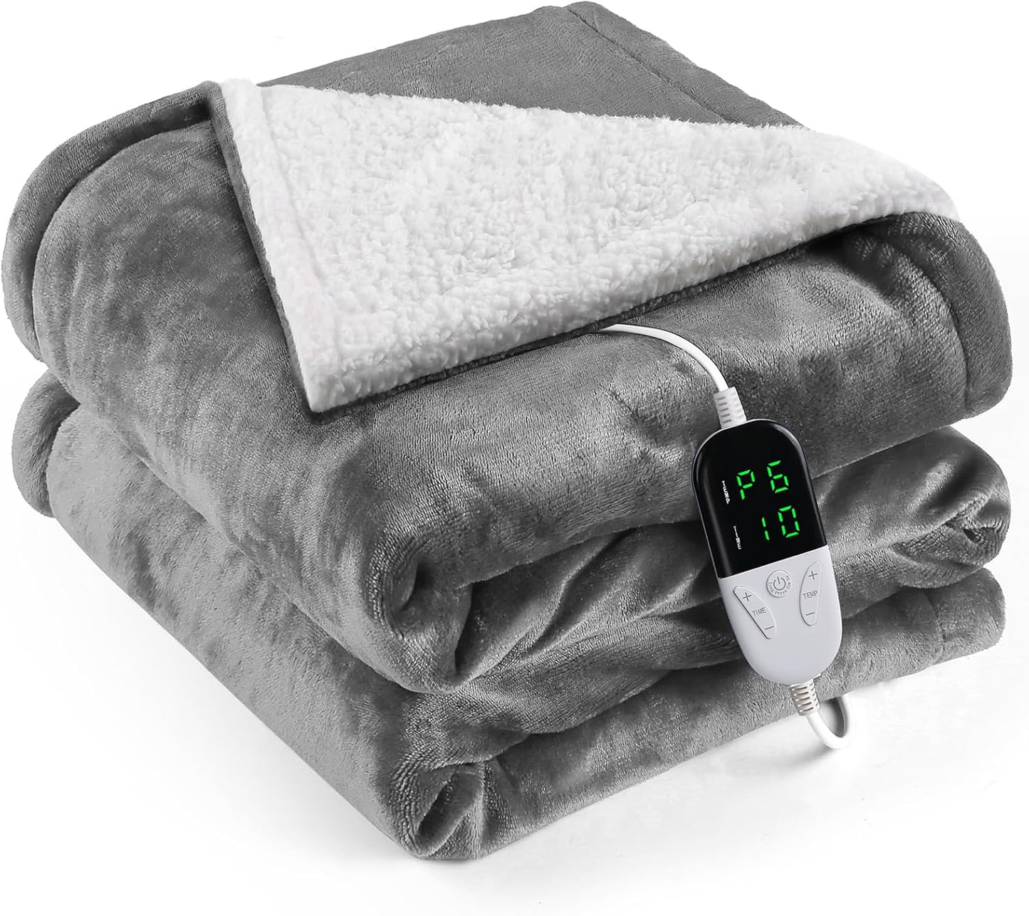 Heated Blanket Electric Queen Size 84"X90",Electric Blanket with 6 Heat Settings & 1-10 Hours Time Settings Auto-Off,Machine Washable Heating Blanket for Home and Office (Gray)
