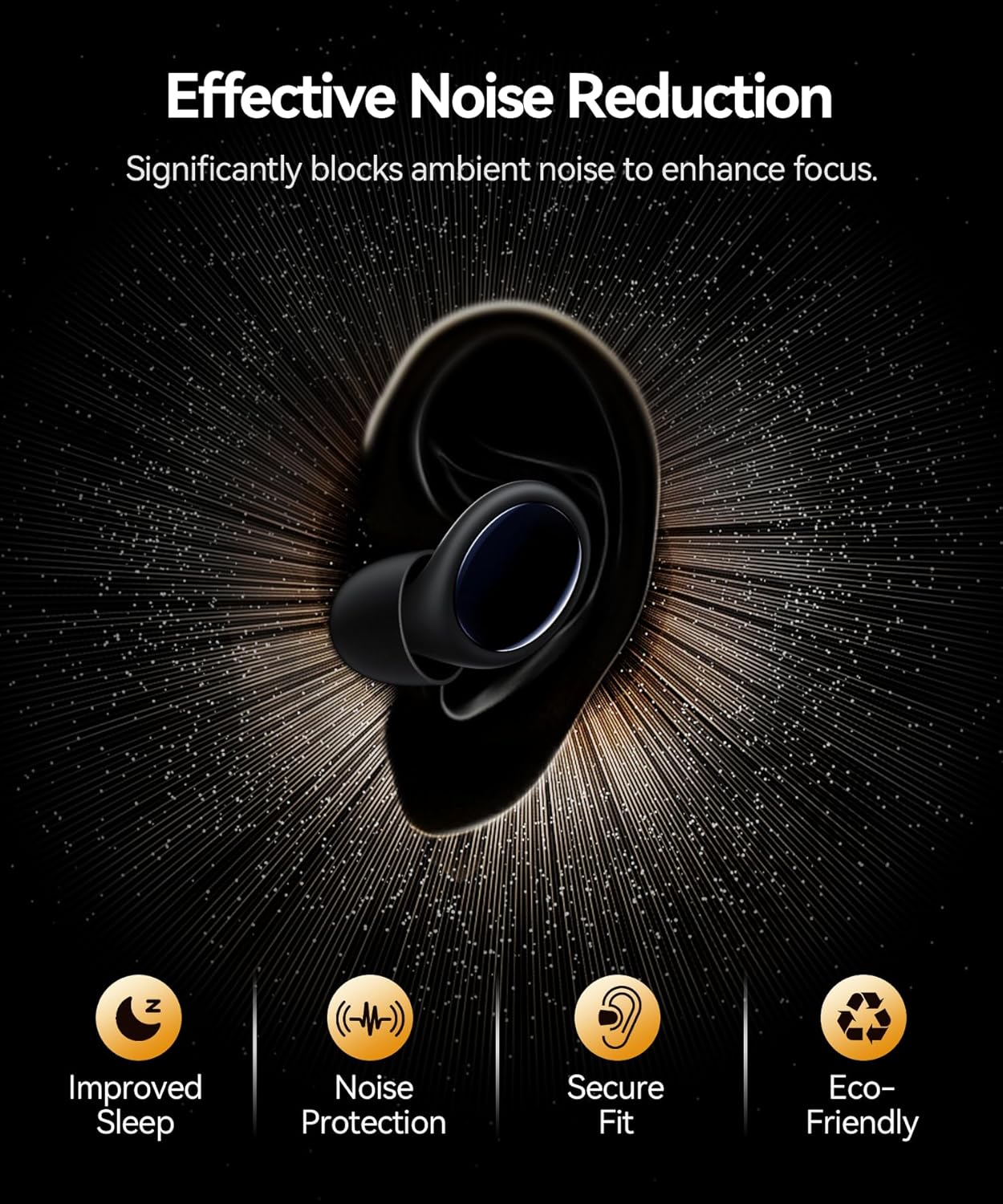 Ear Plugs for Sleeping 45dB Noise Cancelling Ear Plugs for Noise Reduction & Snoring, Concerts, Earplugs for Sleep, Sider Sleepers Airplane, Silicone Earplugs Reusable Concert Ear Plug +8Tip Black