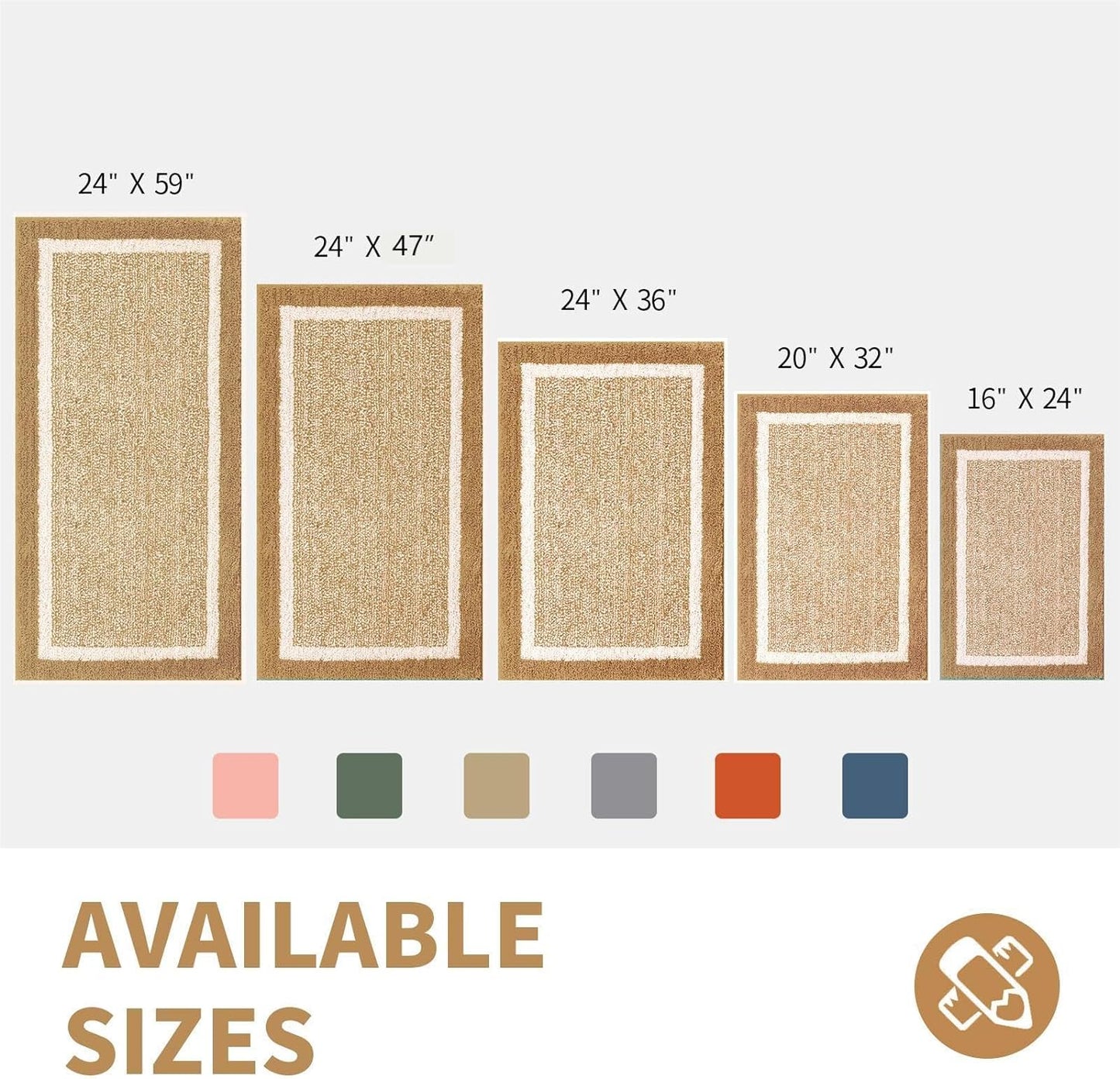 CozeCube Bath mats for Bathroom Non Slip, Fluffy Absorbent Microfiber Bath mat Washable, Aesthetic Bathroom Rugs, Small Beige Bath mat, Beige, 24" x 16"