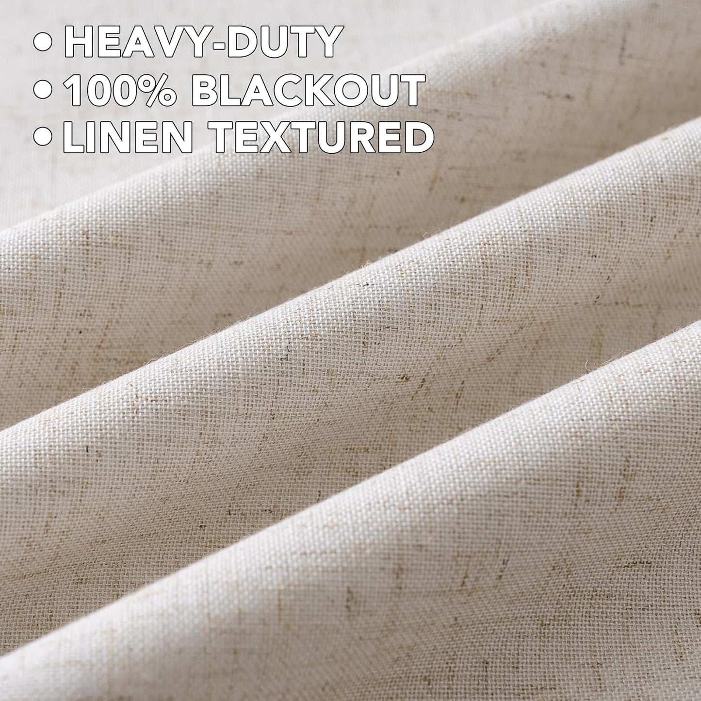 H.VERSAILTEX Linen Curtains 100% Blackout Curtains for Bedroom 108 inch Long Full Light Blocking Nature Linen Blended Window Curtains for Living Room Nickel Grommet (2 Panels, Heathered Natural)