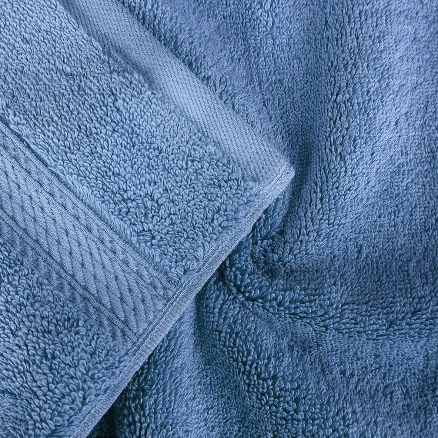 Superior Egyptian Cotton Pile 8 Piece Towel Set, Includes 2 Bath, 2 Hand, 4 Face Towels/Washcloths, Ultra Soft Luxury Towels, Thick Plush Essentials, Guest Bath, Spa, Hotel Bathroom, Denim Blue
