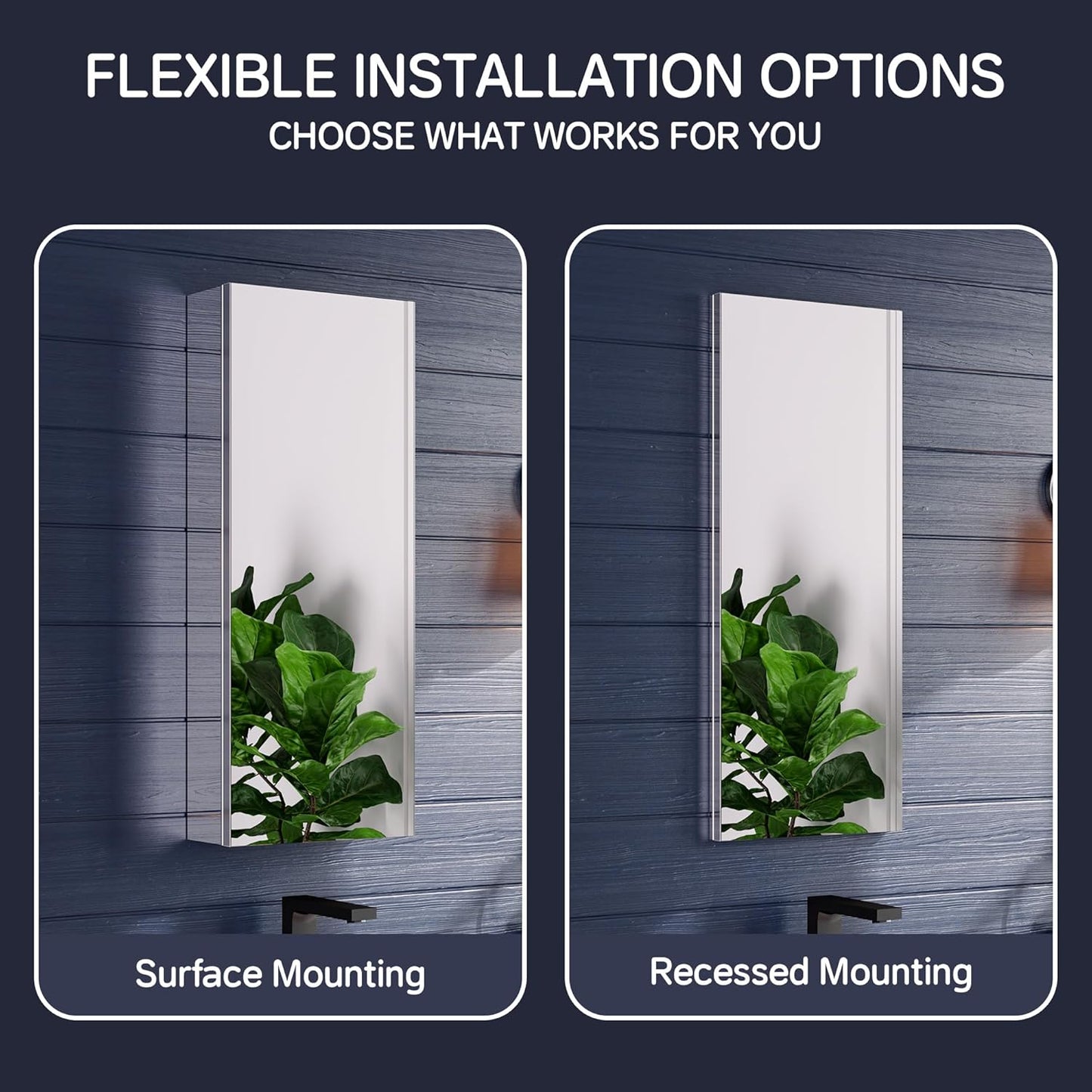 Medicine Cabinet 12" x 30", Bathroom Medicine Cabinet with Mirror, Recessed Medicine Cabinets with Adjustable Shelves, Soft-Closing Door, and Aluminum Alloy Frame - Reverse Installation, Silver