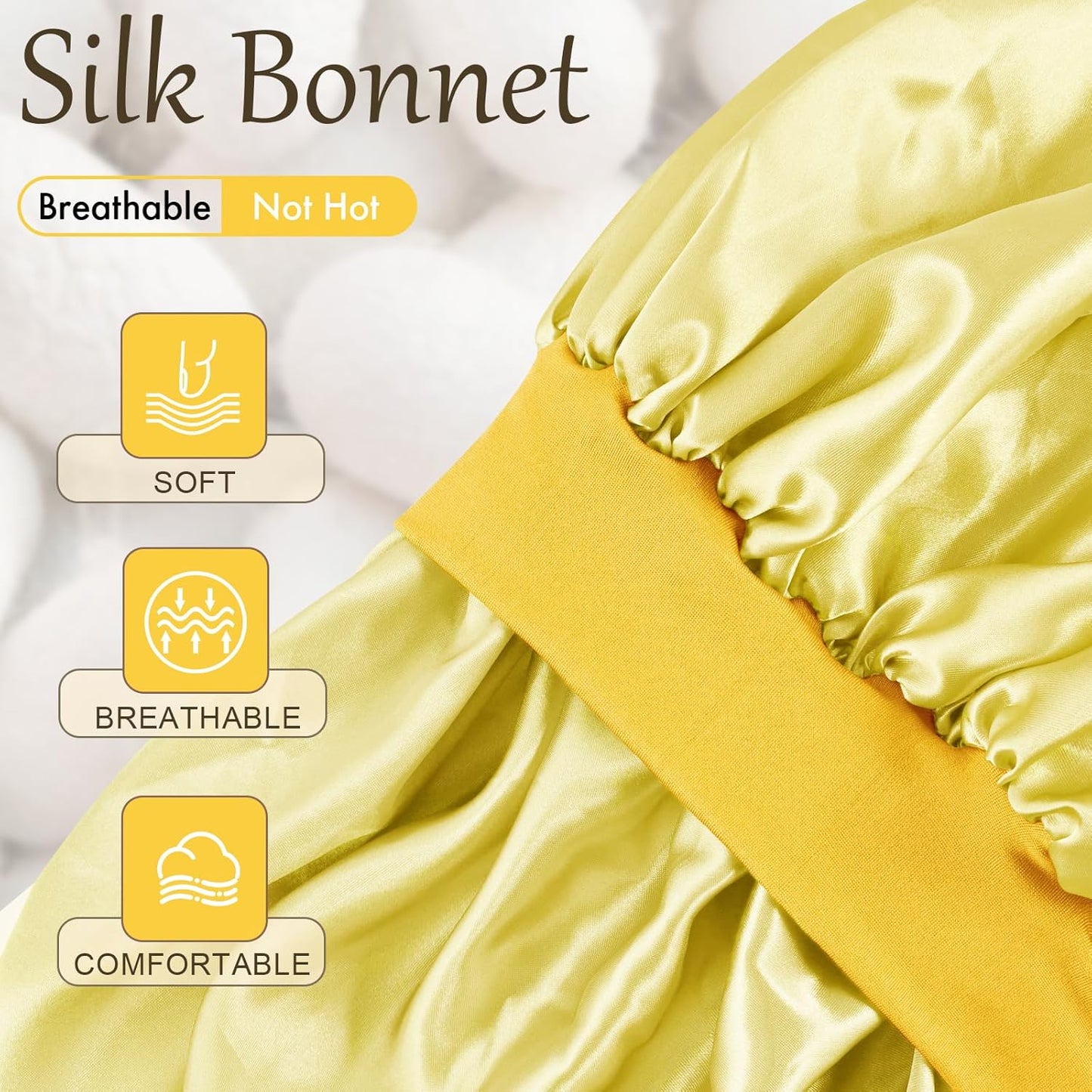 Satin Silk Bonnet for Sleeping, Soft Satin Lined Hair Bonnet for Women, Double Layer Sleep Nightcap