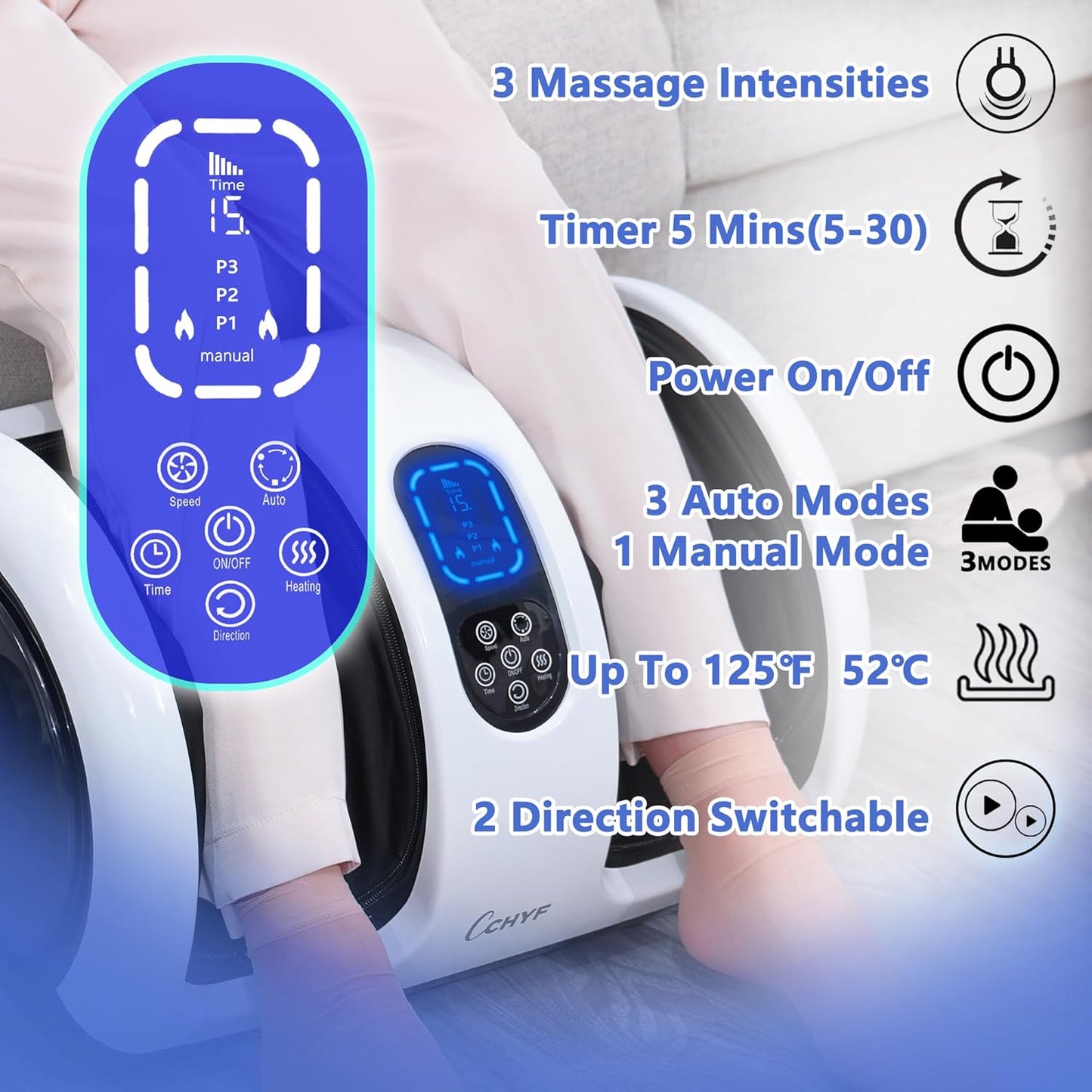 Foot Massager with Heat,Shiatsu Foot Massager for Plantar Fasciitis,Pain Relief and Heat Therapy-Massage Leg/Calf/Ankle with Deep Kneading,Gift for Family and Friends(White)