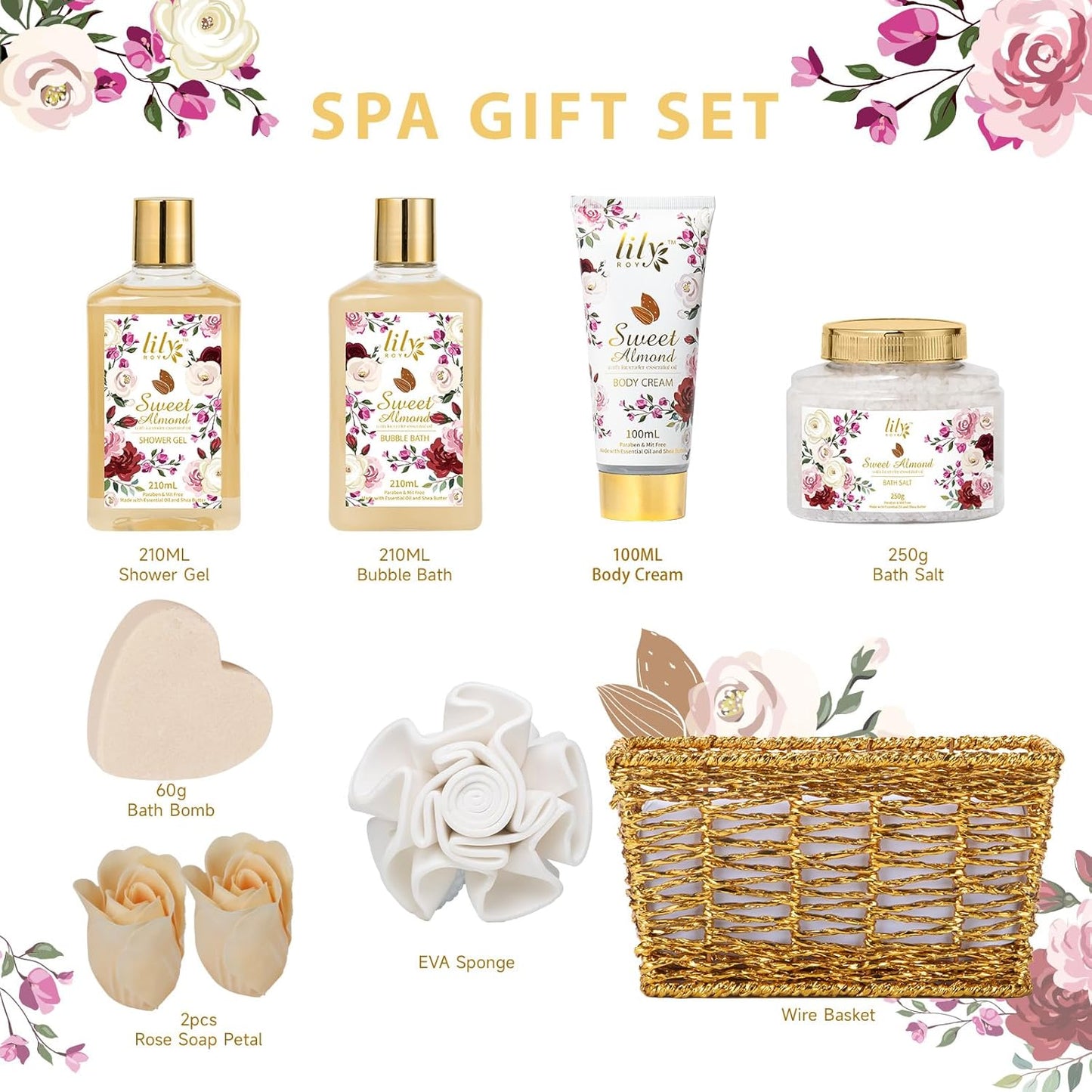 Christmas Gifts for Women Bath and Body Gift Basket Set - 9 Pcs Luxury Spa Gift Basket Set for Women, Gift Baskets | Perfect Valentine's, Birthday, Mothers Day for Mom, Gift Set for Mom All Occasion