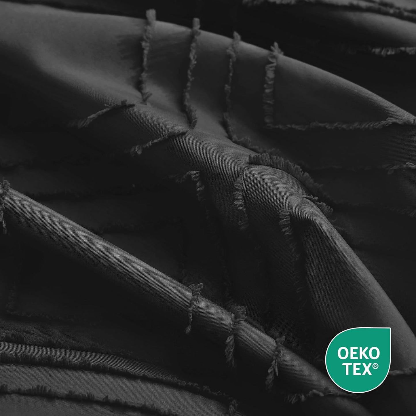 JELLYMONI Duvet Cover Twin Size Black - 3PCS Boho Duvet Cover Set Plaid Polyester Tufted Bohemian Jacquard Knit Textured Comforter Cover 68×90in Rhombic Geometric Pattern Corner Ties & Zipper