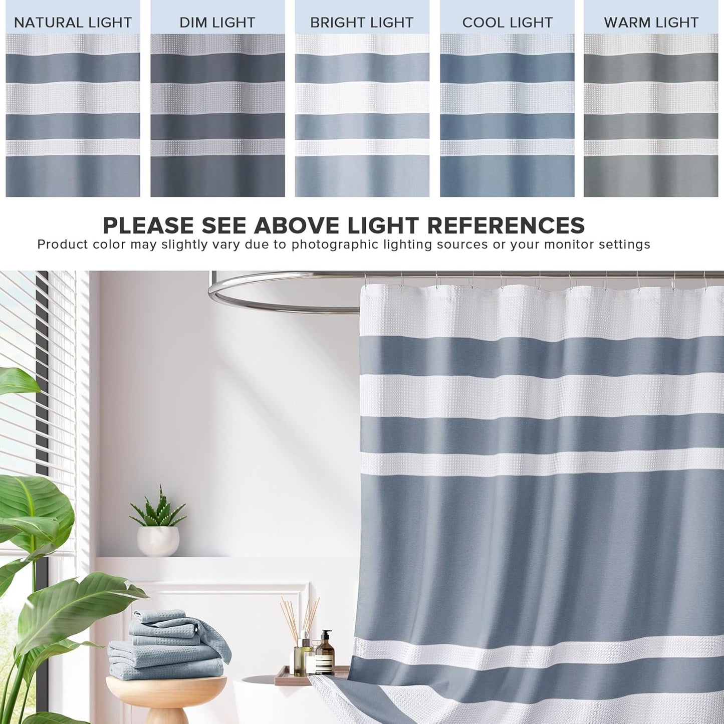 Madison Park Shower Curtain Spa Waffle Weave Stall Shower Curtain for Bathroom 3M Scotchgard Moisture Management, Spa Quality Modern Shower Curtains for Bathroom, Stall: 36x72'' Indigo Blue