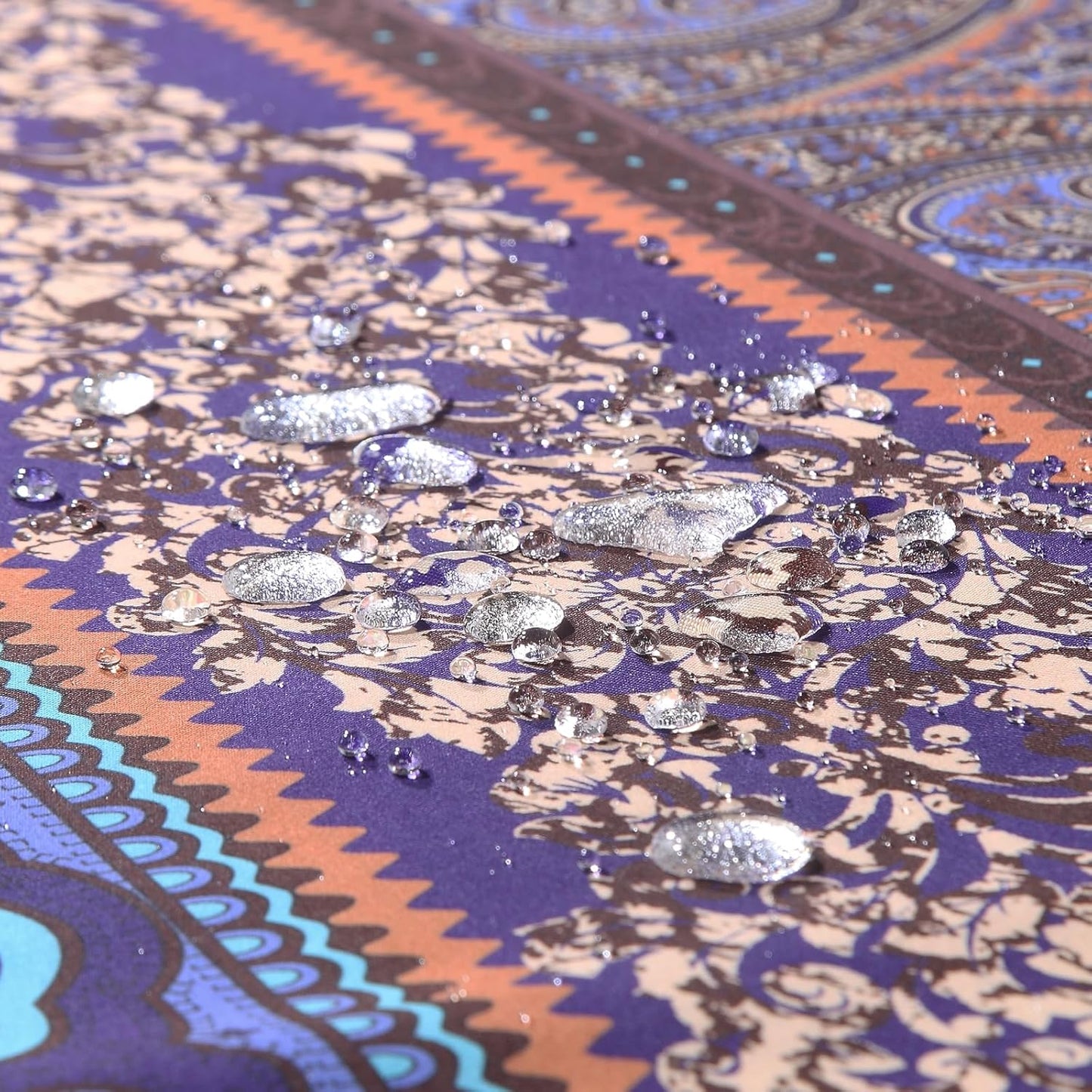 90 Inch Boho Shower Curtain, Extra Long Brown and Blue Bohemian Paisley Pattern Waterproof Fabric Shower Curtains for Bathroom, 72" W x 90" H