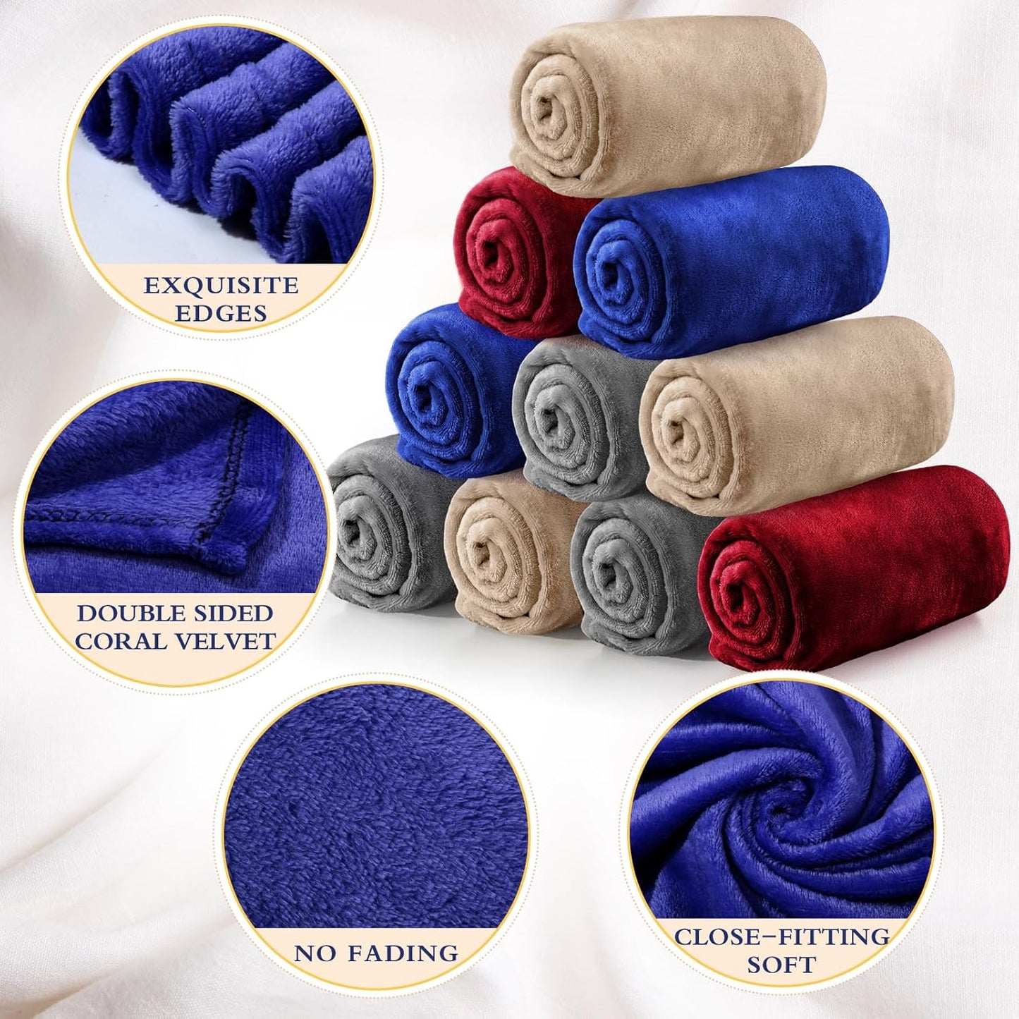 Tinideya 12 Pcs Flannel Fleece Throw Blanket Bulk 50 x 60 Inch Soft Fleece Blanket Warm Throw Blanket Coral Blankets for Couch Sofa Home Wedding Gifts Season (Cute Color)
