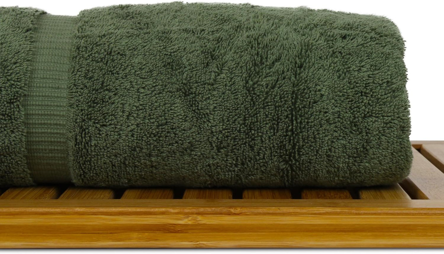 Luxury Hotel & Spa Ultra Soft Bath Towels 100% Turkish Cotton - Moss - Set of 4