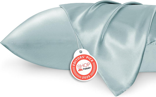 Bedsure King Size Satin Pillowcase Set of 2 - Light Turquoise Silky Pillow Cases for Hair and Skin with Envelope Closure, Similar to Silk Pillow Cases, Gifts for Women Men, 20x36 Inches, 2pcs