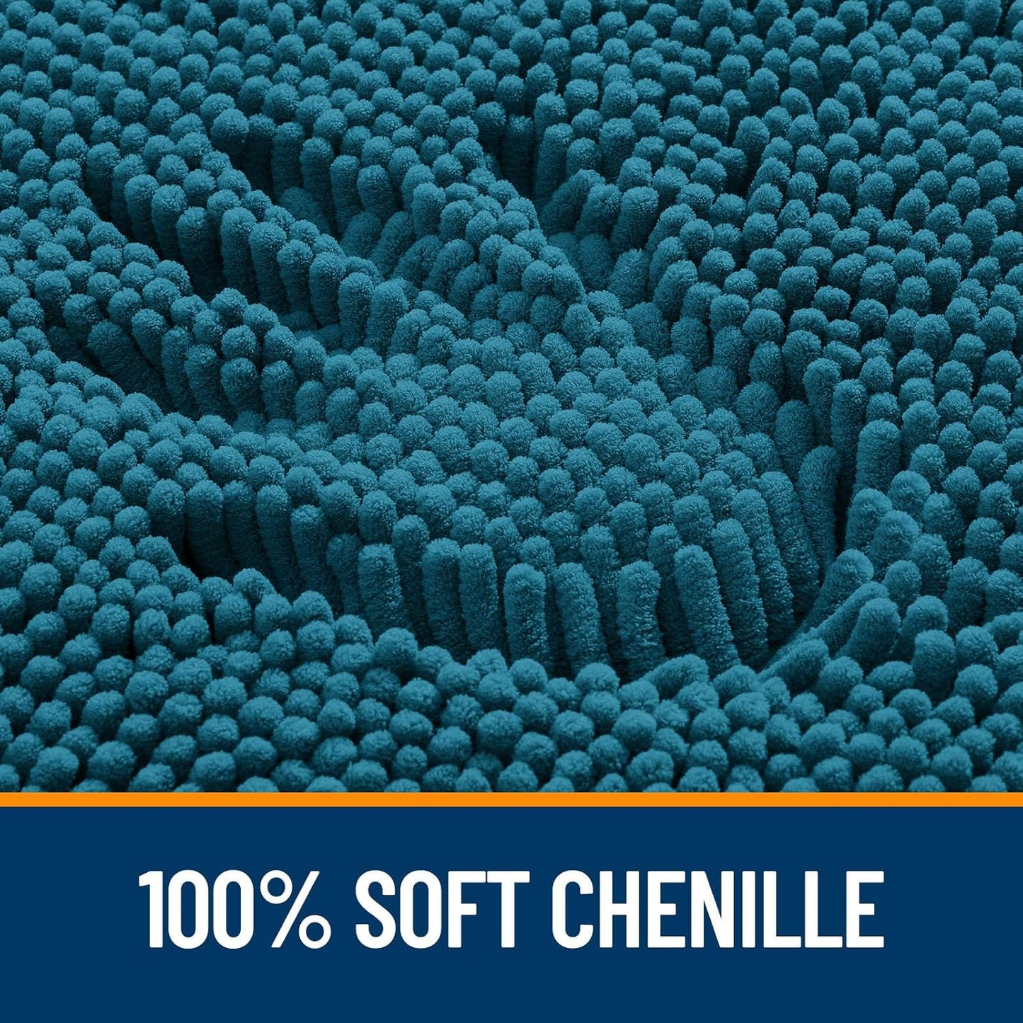OLANLY Bathroom Rugs 70x24, Extra Soft Absorbent Chenille Bath Rugs, Rubber Backing Quick Dry, Machine Washable Bath Mats for Bathroom Floor, Tub and Shower, Home Decor Accessories, Peacock Blue