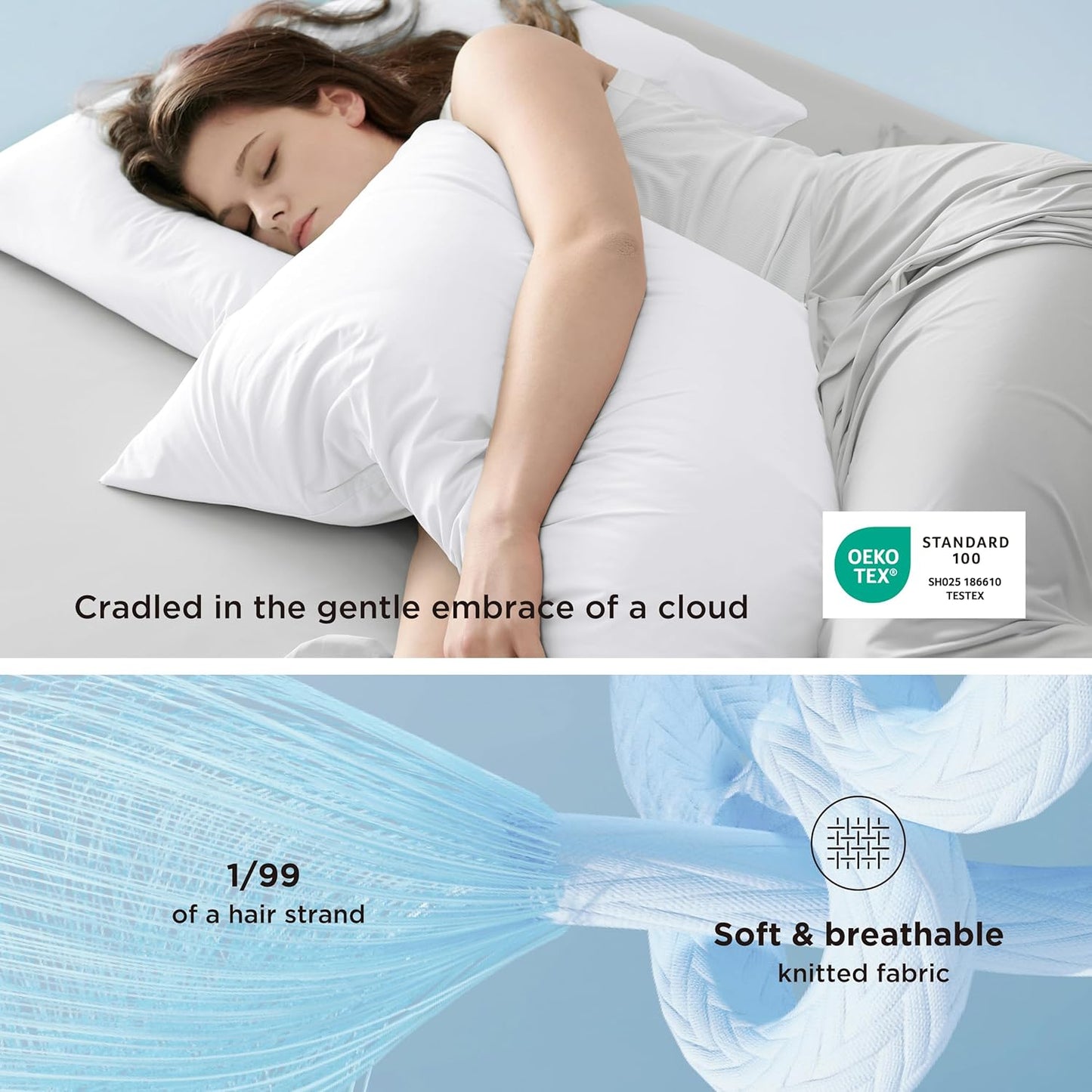 Bedsure Cooling Pillow Cases, Zipper Pillow Cases Queen Size Set of 2, Cool Pillowcases for Hot Sleepers & Night Sweats, Soft & Breathable Cold Pillow Cover for Hair & Skin, Gift, White, 20x30 Inches