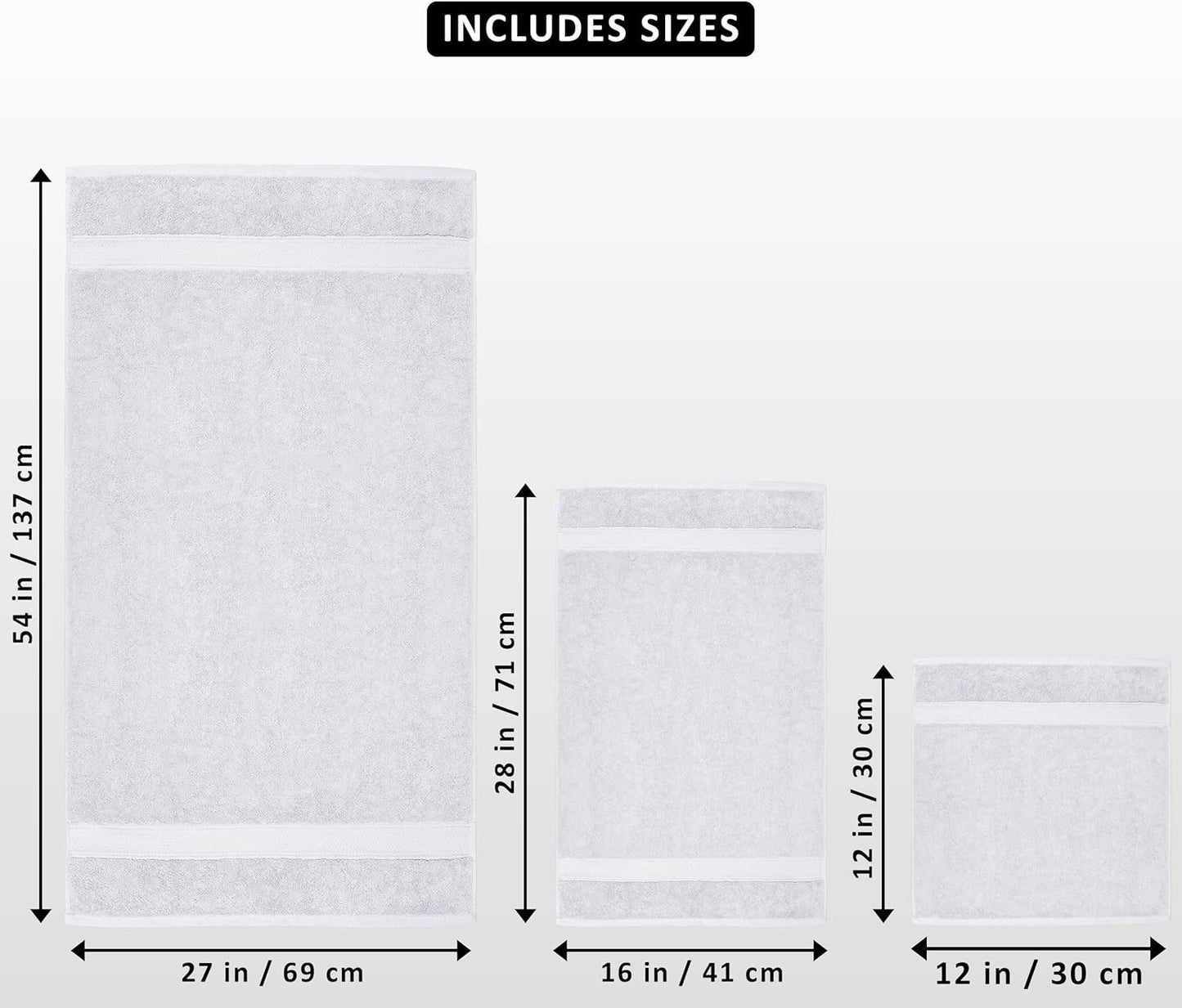 Utopia Towels 8 Piece Premium Towel Set, 2 Bath, 2 Hand, and 4 Wash Cloths, 600 GSM 100% Ring Spun Cotton, Highly Absorbent Towels for Bathroom, Gym, Hotel, and Spa, White