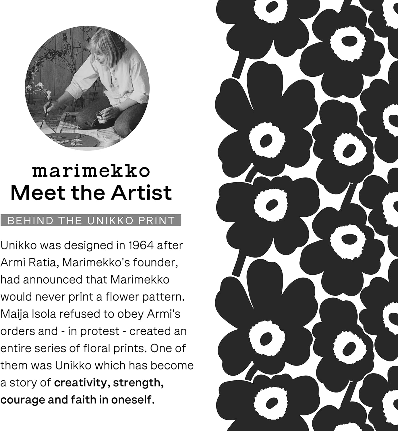 MARIMEKKO Unikko Terry Cotton Guest Towel (Blue) – Floral Patterned Guest Towels – 20 in x 12 in