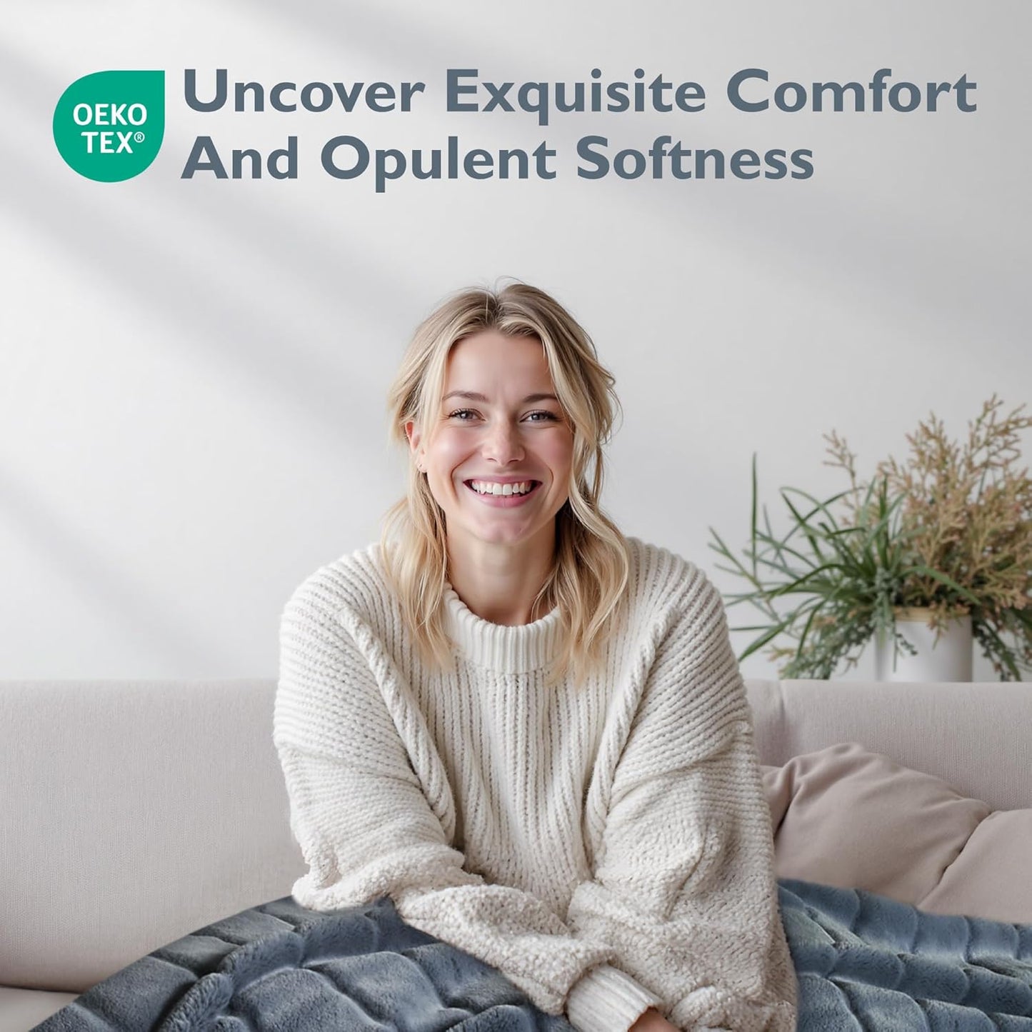 ALPHA HOME Luxury Faux Rabbit Fur Throw Blanket for Couch Bed, Cozy Gifts for Women Christmas, Ideal for Home Decor and Chilly Nights