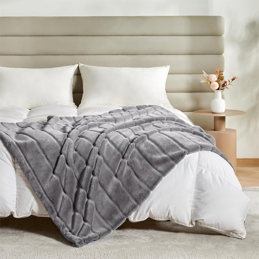 ALPHA HOME Luxury Faux Rabbit Fur Throw Blanket for Couch Bed, Cozy Gifts for Women Christmas, Ideal for Home Decor and Chilly Nights