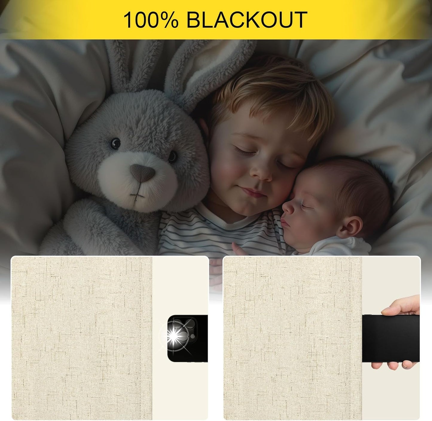 92 Inch Curtains 2 Panel Set UV Light Blocking Summer Farmhouse Curtains for Living Room Darkening Curtain for Nursery Kids Bedroom Linen Look Blackout Drape Thermal Insulating 52x92 Long Length Beige