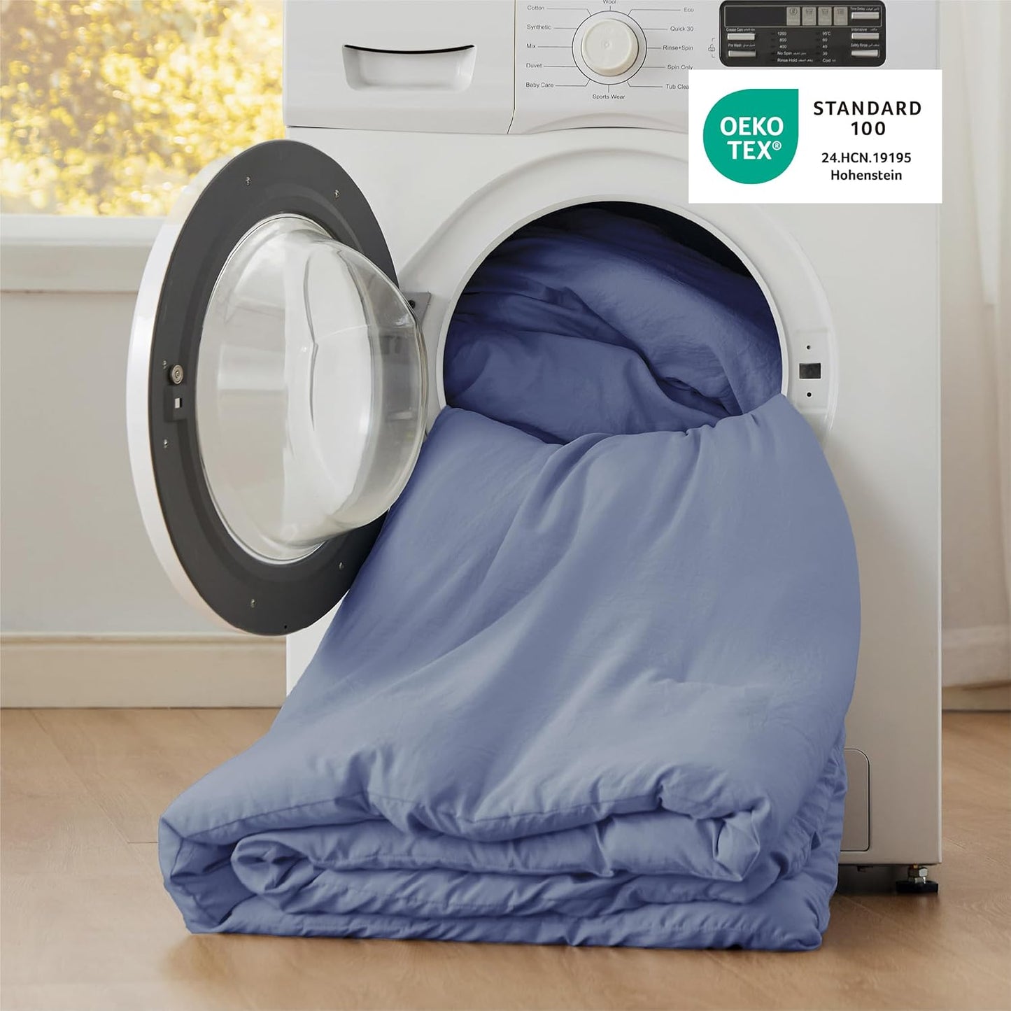 Bedsure Queen Size Comforter Set, Blue Soft Prewashed Bedding for All Seasons, 3 Pieces GentleSoft™ Warm Down Alternative Bed Set, 1 Lightweight Comforter (90"x90") and 2 Pillowcases (20"x26")