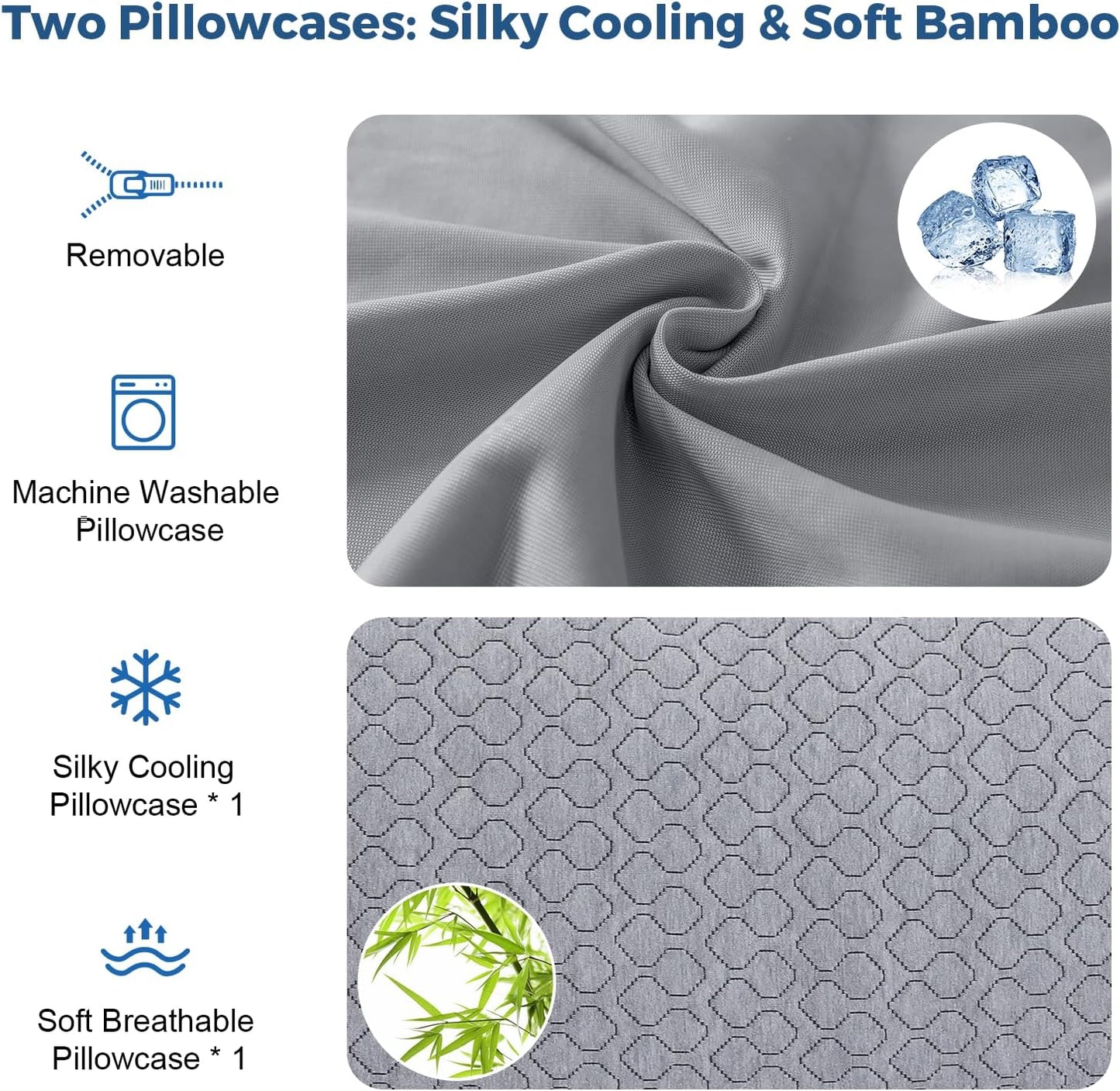 Thick Memory Foam Body Pillow - Full Body Pillows for Side Sleeper - with Grey Cooling Pillowcase 20 x 54 inches (Grey Color)
