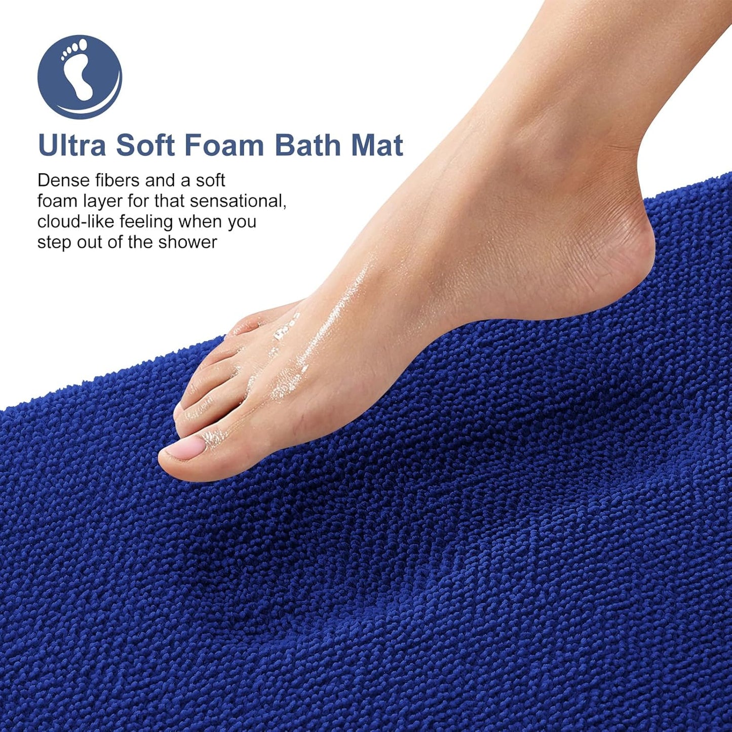 OLANLY Thick Memory Foam Bath Mat Rug 44x24, Extra Soft Absorbent Bathroom Rug, Quick Dry Bath Mats, Non-Slip, Machine Washable Carpet for Bathroom, Tub and Shower, Home Decor Accessories, Royal Blue
