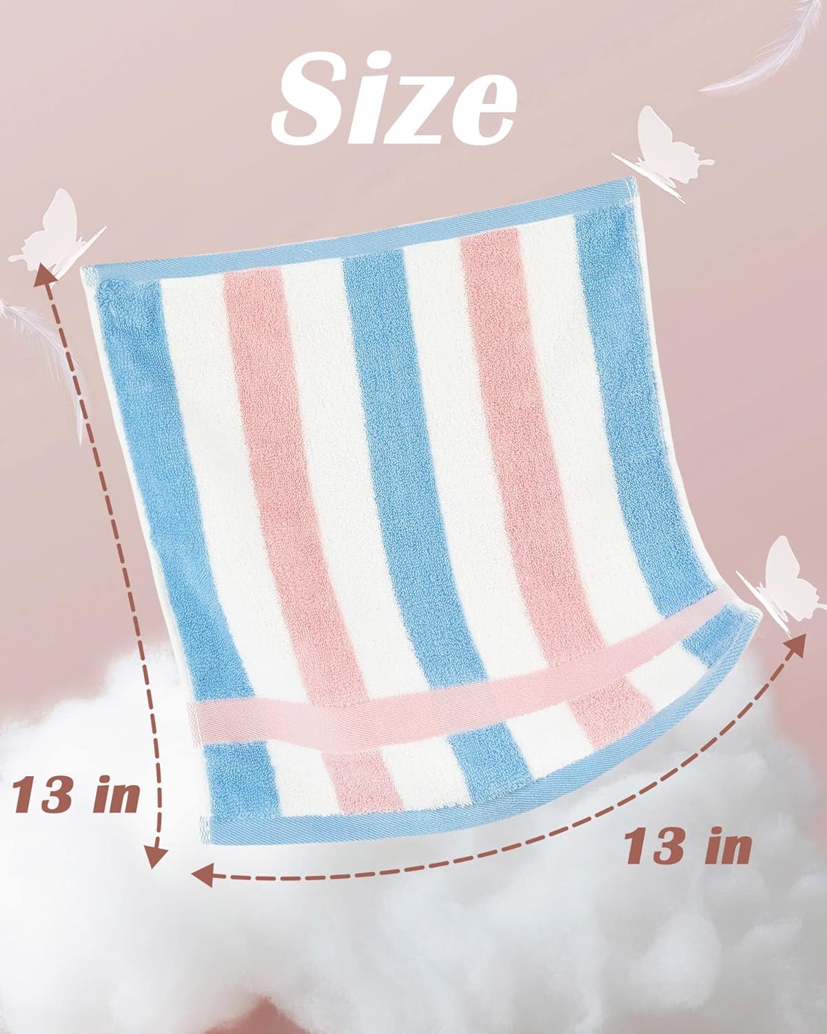 Jacquotha Cotton 12 Pack Striped Washcloths, 13 x 13 Inches, 3 Colors - Face and Body Cleansing Towels