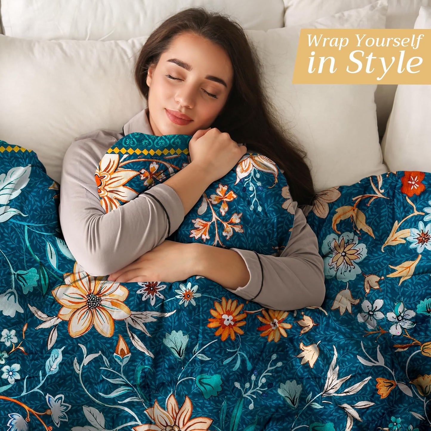 Maison d' Hermine Throw Blanket for Couch Lightweight Soft Warm Breathable Cotton Throw Blankets for Bed Girls Boys Women Men Sofa Travel Living Room Chair Bedding (50"x60", Luxury Loft - Dark Teal)