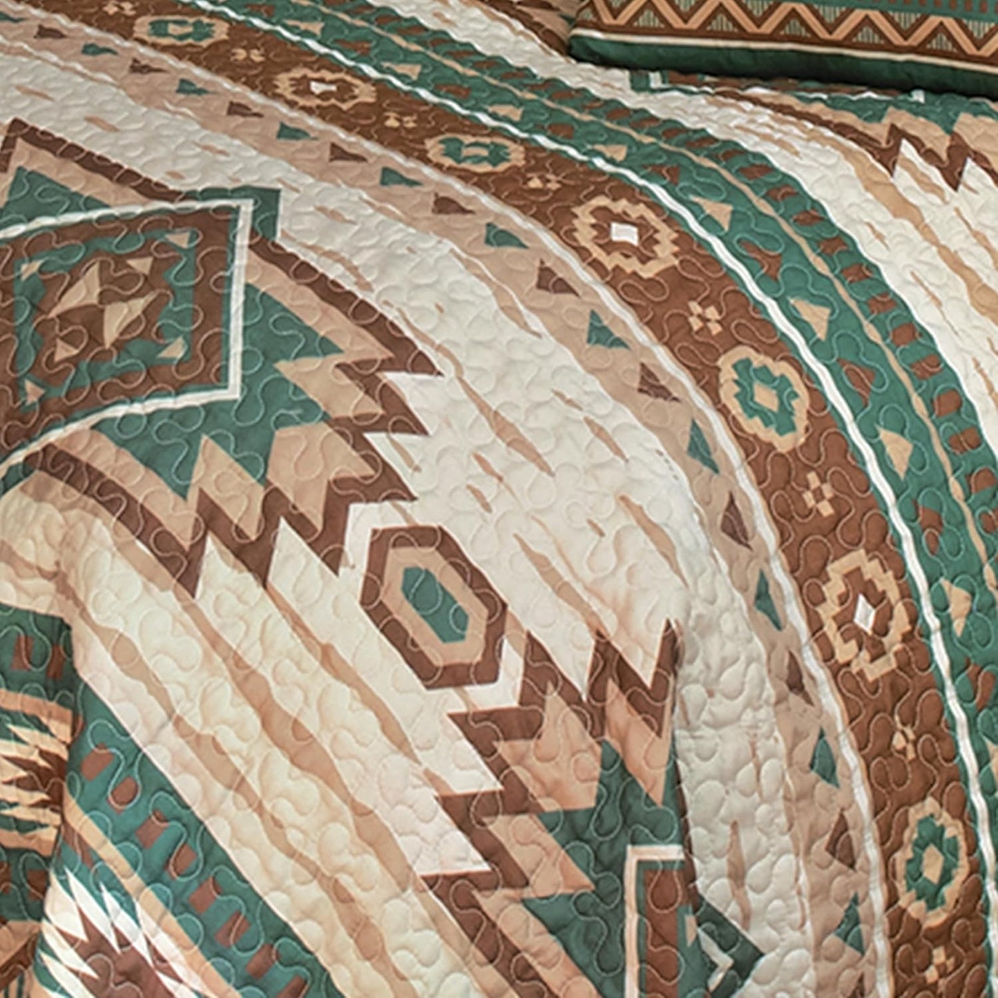 BLACK FOREST DECOR Spirit Walk Quilt Bed Set - Queen, Western Style, Lightweight Southwest Diamond Motif Bedding, Machine Washable