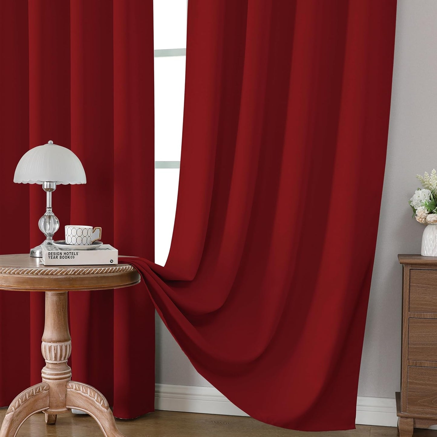 CUCRAF Red Blackout Curtains Customize, Rod Pocket Room Darkening Curtain for Bedroom Living Room, Thermal Insulated Window Drapes 1 Panel (Custom Size, Color)