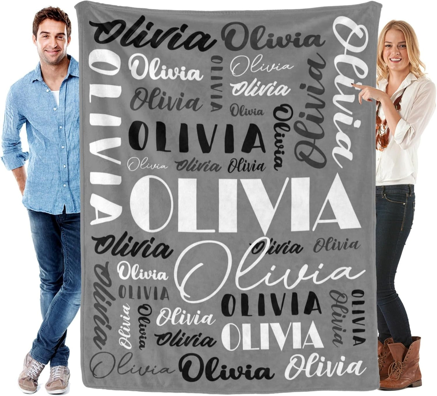 Name Blanket Personalized Blanket for Adult Kids Flannel Customize Throw Blanket Custom (Color 12, 60 x 80 Inches)