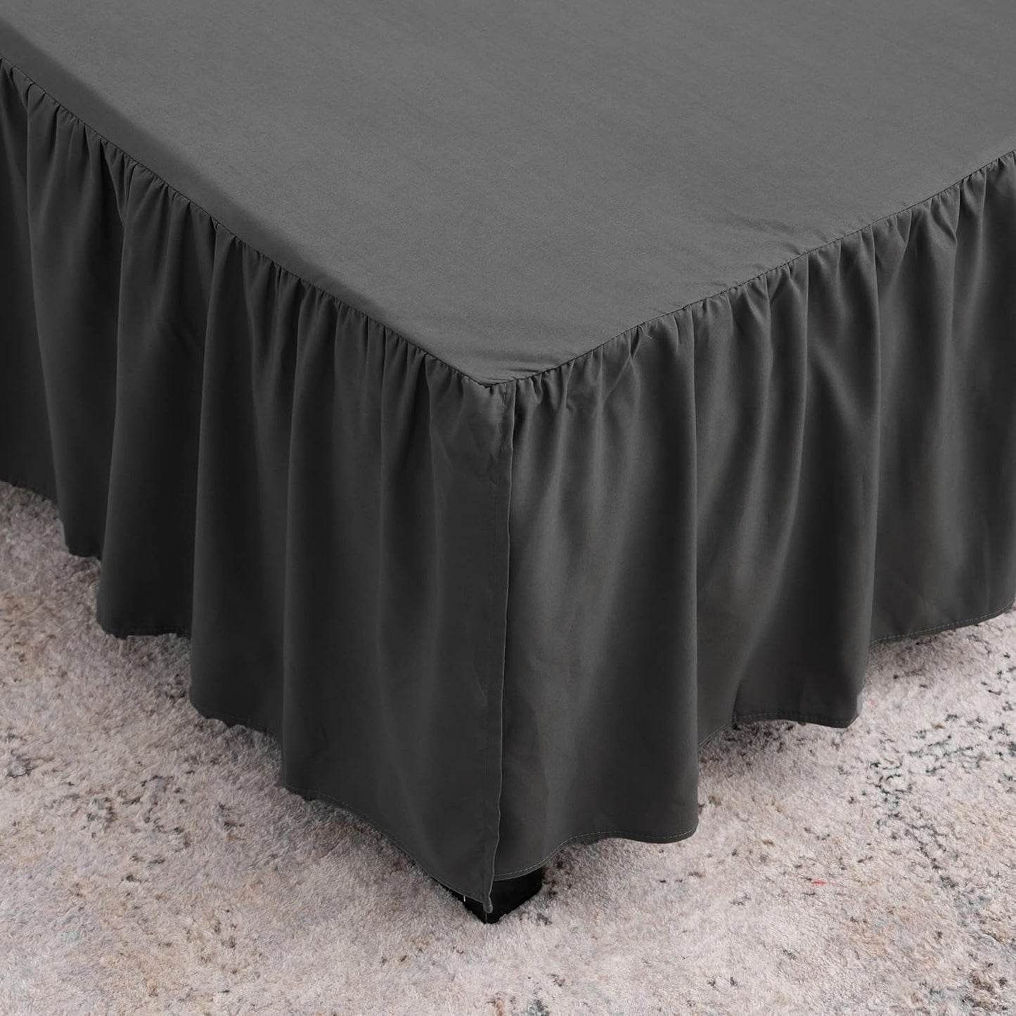 Black Bed Skirt Twin Size Ruffled Bed Skirt with Split Corners, Twin Bed Skirt 14 Inch Drop,Twin Size Bed Skirt Black for Ruffled Bed Skirt with Split Corners, Bed Skirt Twin Size