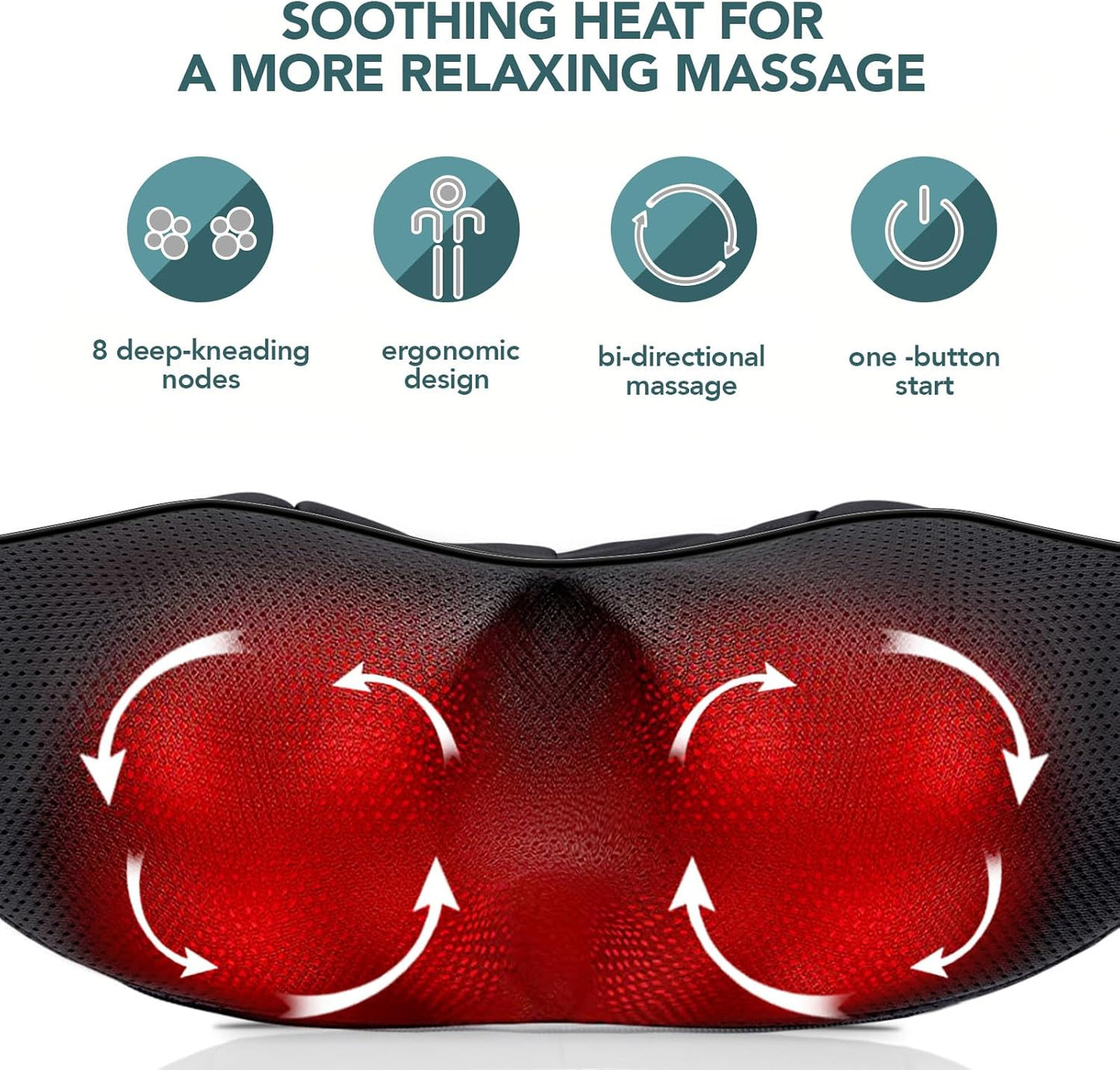 MagicMakers Electric Shiatsu Neck Massager with Heat - Pain Relief for Back, Shoulders & Feet - Gift for Men, Women, Mom & Dad - From Daughter or Son - Ideal for Christmas, Mother's Day & Father's Day