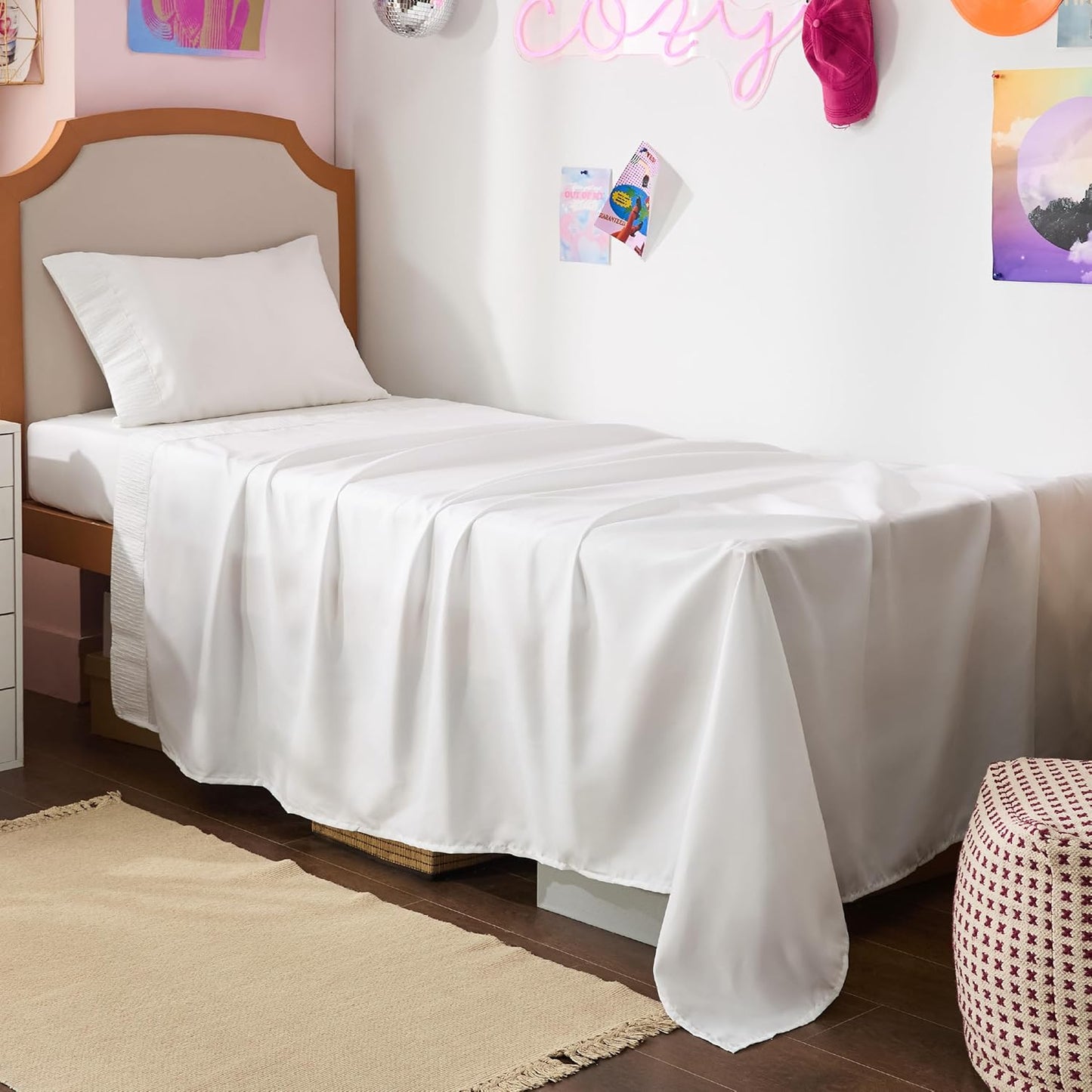 Bedsure Twin XL Sheet Sets Dorm Bedding - 3 Pieces Soft Extra Long Twin Sheets, Hotel Luxury, Easy Care Microfiber for Women, Men, Bright White