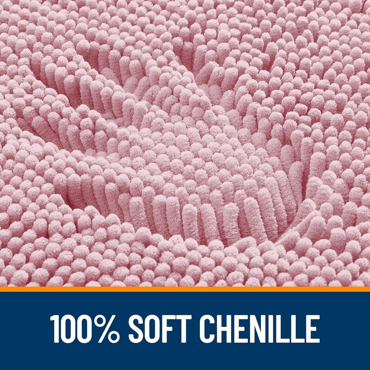 OLANLY Toilet Rugs U-Shaped 24x20, Extra Soft Absorbent Chenille Contour Bathroom Rugs for Toilet, Dry Quickly, Machine Washable, Non-Slip Bath Mat, Dusty Rose