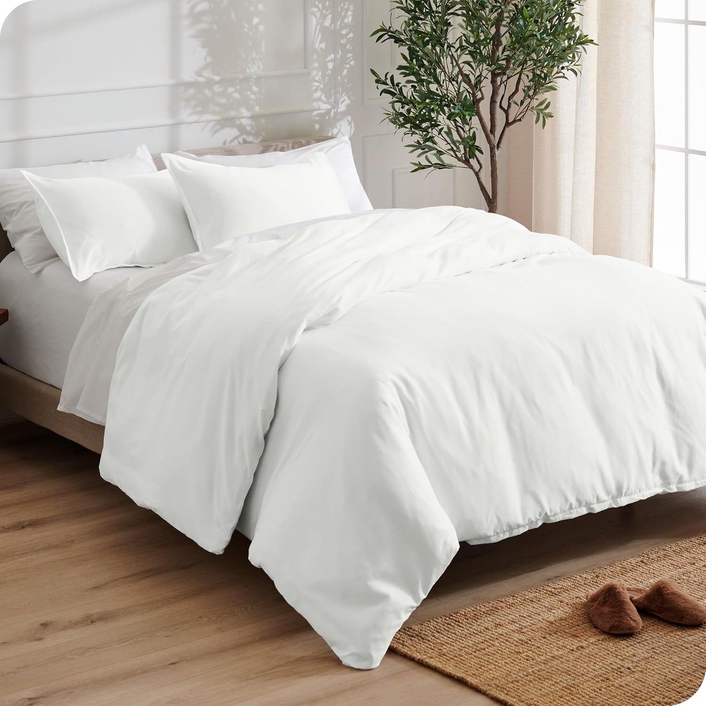 Bare Home Bedding Duvet Cover Oversized King - Premium 1800 Super Soft Collection - Lightweight, Cooling - Soft Breathable Bedding Duvet Cover (Oversized King, Cream)