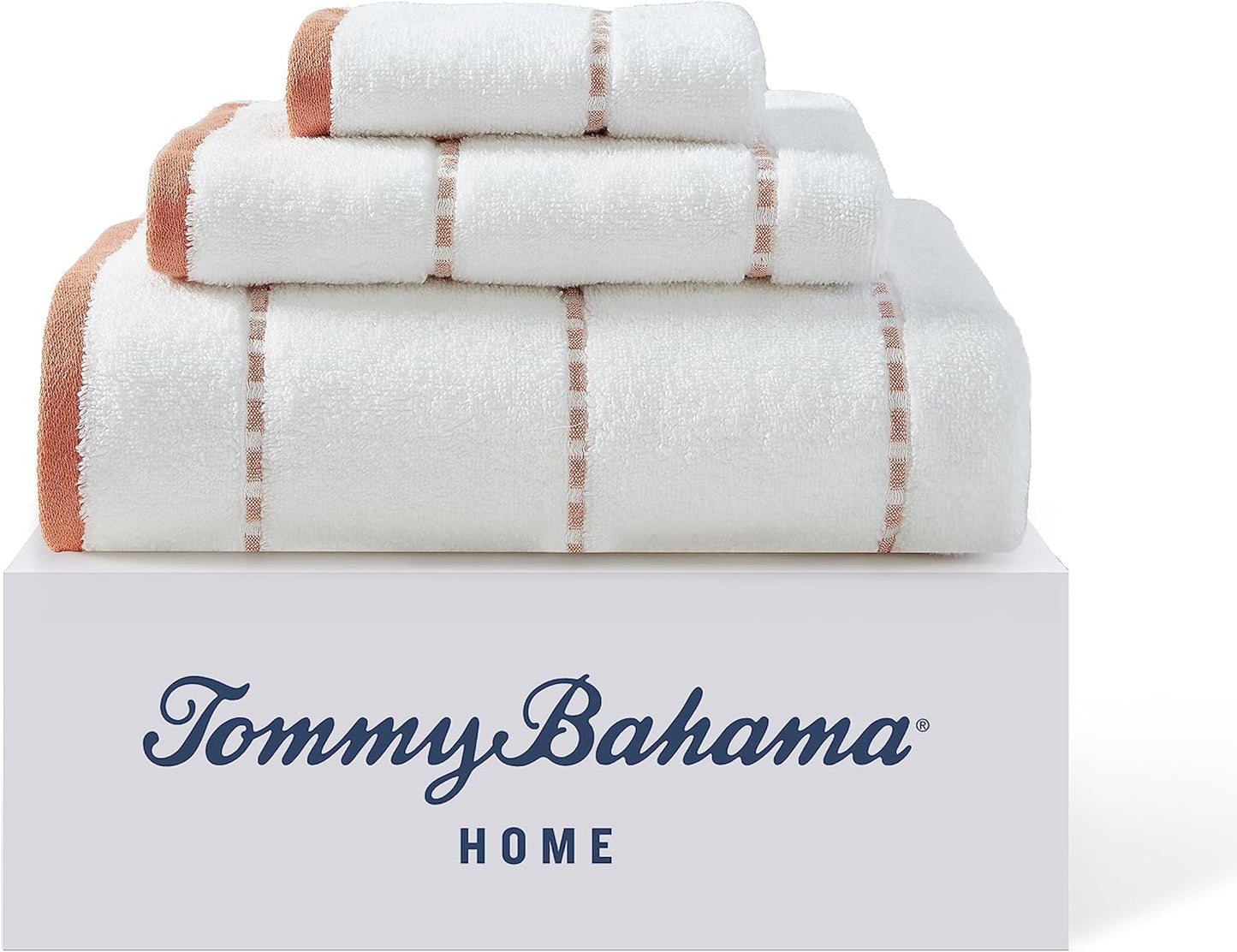 Tommy Bahama - Bath Towels, 100% Soft & Absorbent Cotton, Low Linting & Fade Resistant, Medium Weight Bathroom Towels (Ridley Solid Orange, 3 Piece)
