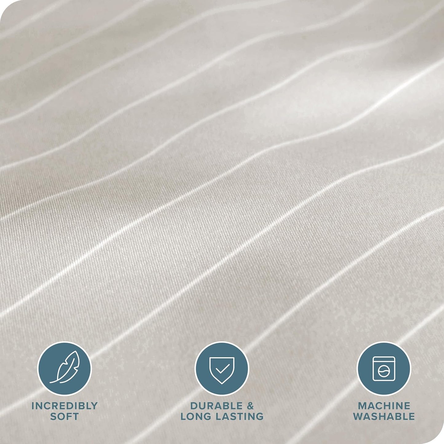 Bare Home Bedding Duvet Cover Extra Long Size - Premium 1800 Super Soft Collection - Lightweight, Cooling - Soft Textured (Twin/Twin XL, Pinstripe - Stone/White)