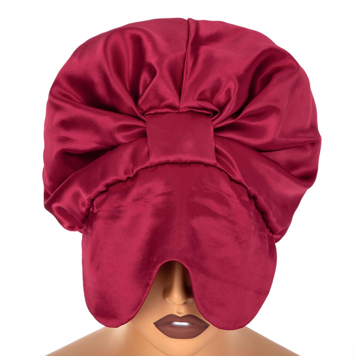 Red Satin Bonnet Silk Hair Bonnet For Sleeping Adjustable Double Layer Satin Silk Bonnet For for Natural & Curly Hair