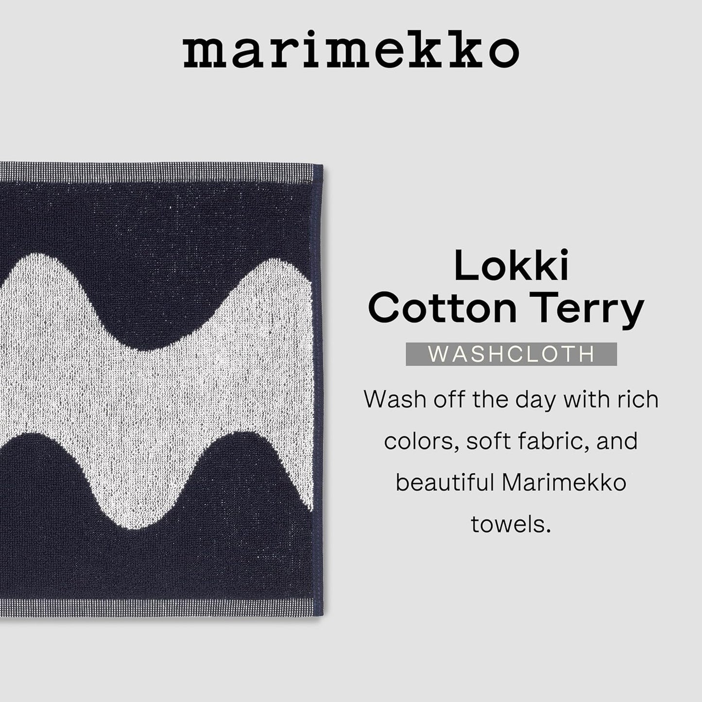 MARIMEKKO Unikko Terry Cotton Washcloth (Pink) – Floral Patterned Washcloths – 12 in x 12 in