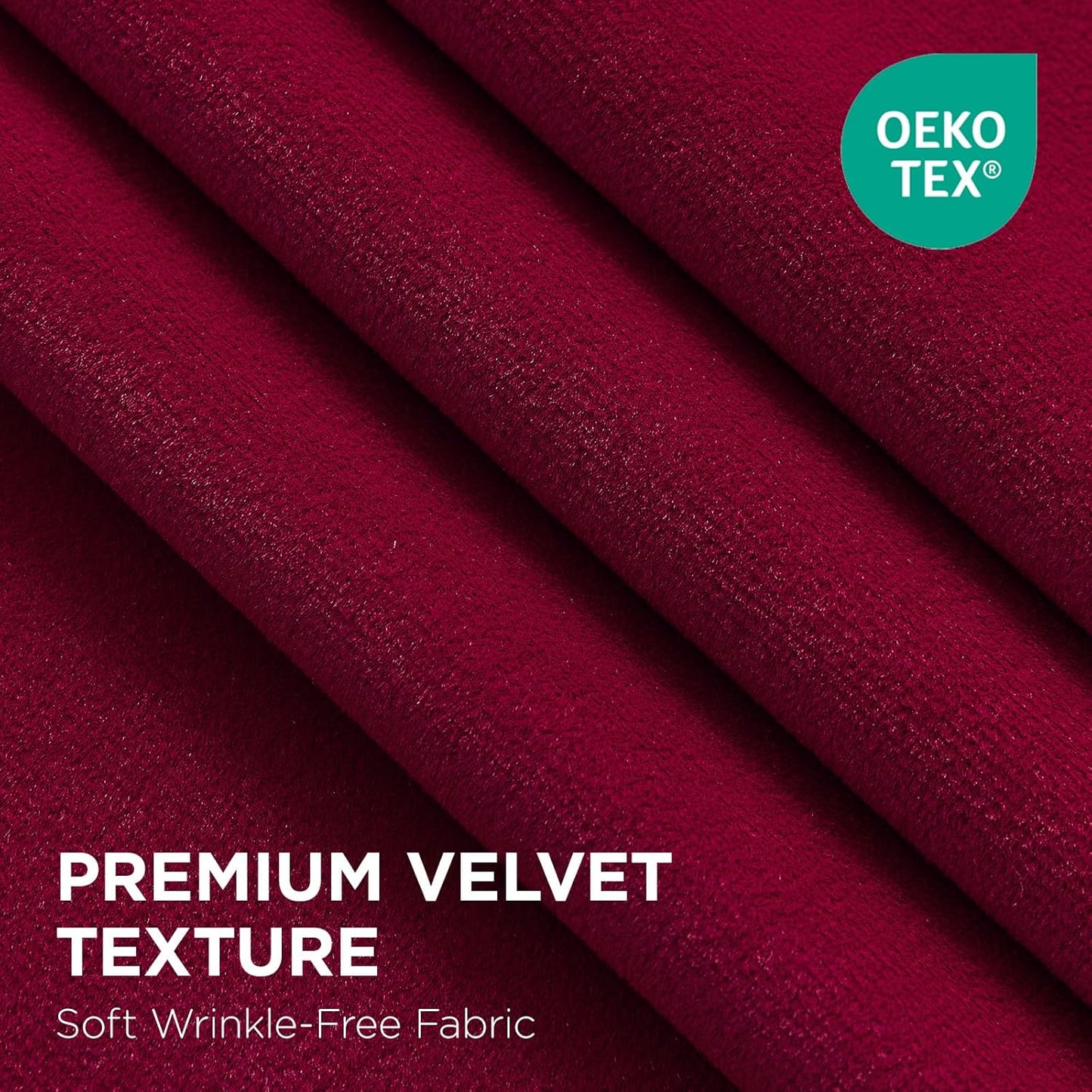 Joydeco Red 100% Blackout Curtains 96 Inch 2 Panels, Luxury Thermal Red Velvet Curtains for Bedroom Living Room, Soundproof Blackout Window Drapes, Rod Pocket & Back Tab (52W x 96L)