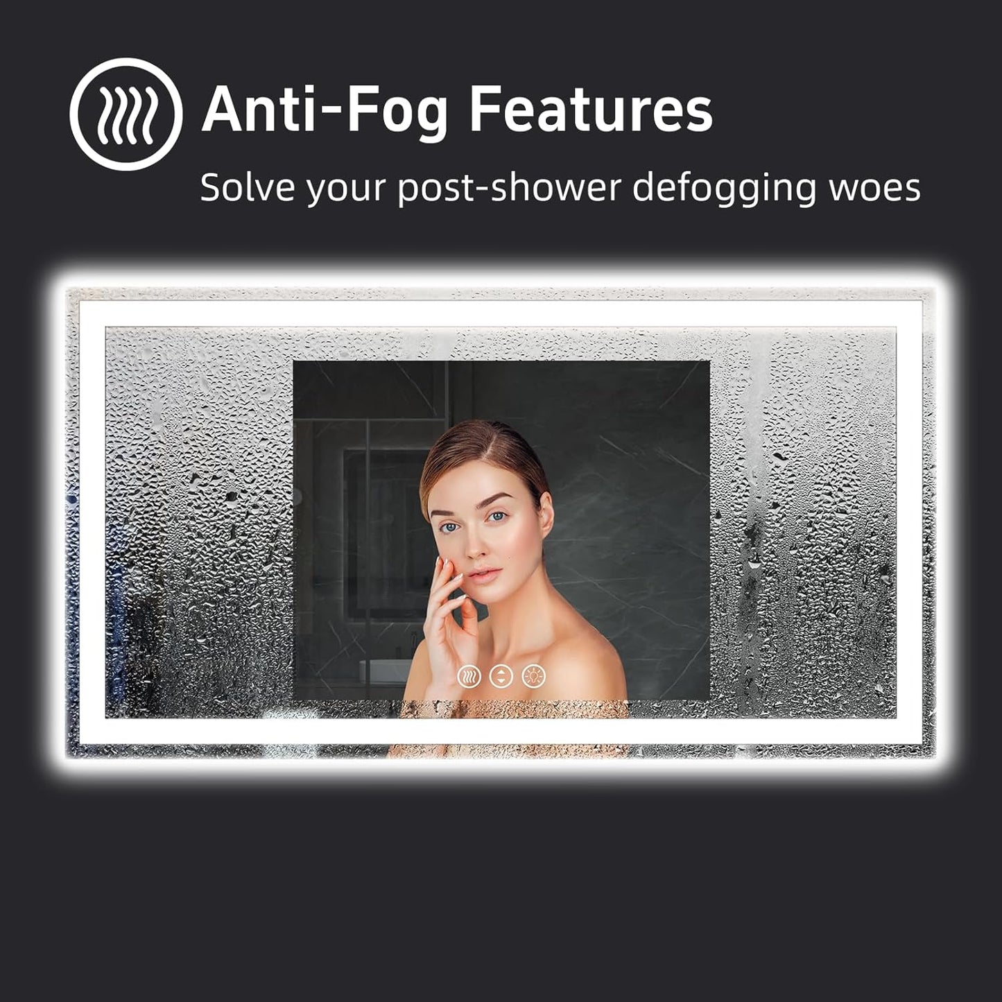 55"x 30" LED Bathroom Mirror with Lights, Double Lighting Sources Dimmable, Anti-Fog Vanity Mirror with Lights, Lighted Bathroom Vanity Mirror for Wall Tempered Glass (Horizontal/Vertical)