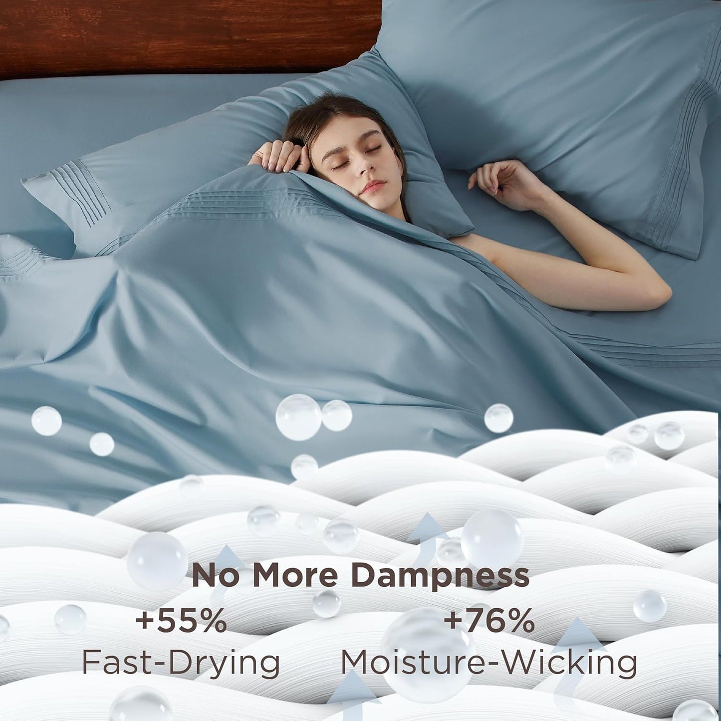 Bedsure Deep Pocket Full Size Bed Sheets Set - Fits Mattresses Up to 21 Inches Thick - 4 Piece GentleSoft Bed Sheets, Moisture Wicking, Cooling Bedsheet & Pillowcases, Easy & Secure Fit, Mineral Blue