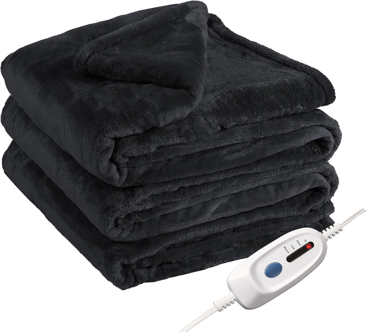Electric Heated Blanket Full Size 72"x84", Soft Large Big Oversized Warm, 4 Heating Levels & 10 Hours Auto Off, Cozy for Bed, Sofa & Office, Machine Washable, Black