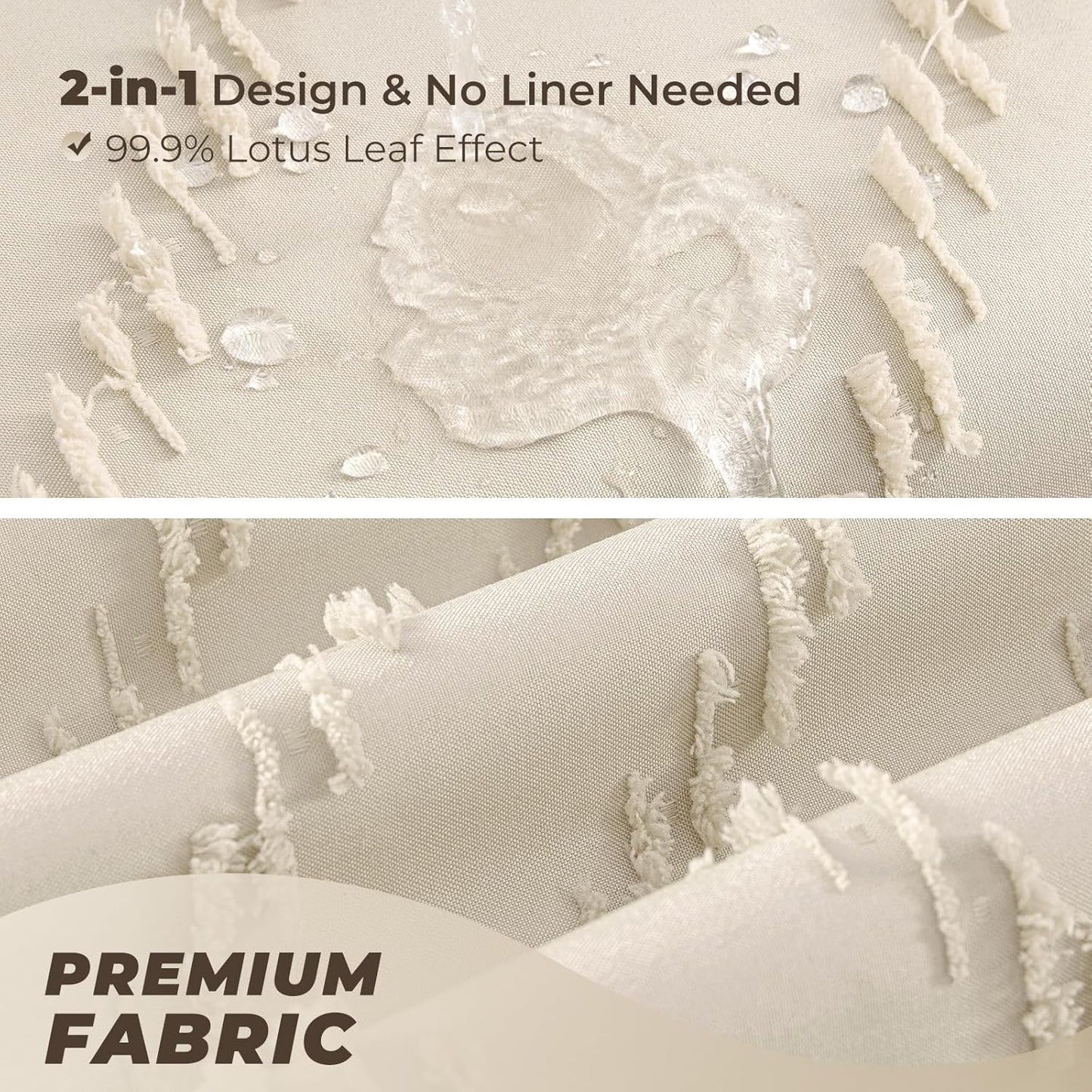 84 Inches Extra Long Beige Shower Curtain Boho Neutral Tufted Chevron Textured Striped Minimalist Shower Curtains for Bathroom