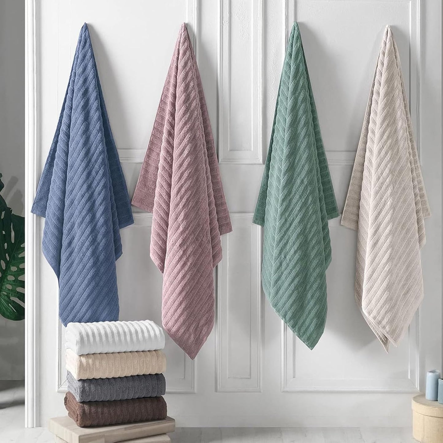Classic Turkish Towels CTT - Luxury 3 Piece Jumbo Bath Sheets, 100% Turkish Cotton, Absorbent & Ultra Comfy Bath Towel Sheets for Hotels & Spa | 40"x65" (Dark Blue)