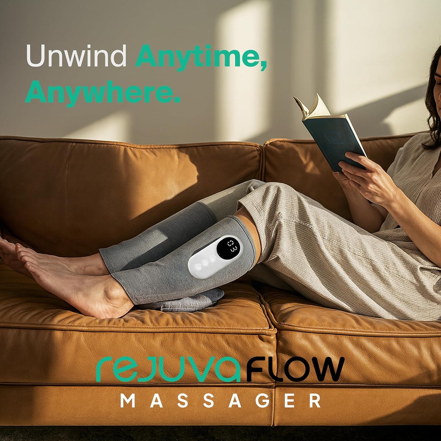 RejuvaFlow 3-in1 Leg Massager – The Official Triple Method Calf Massager – Adjustable Calf Massager for Everyday Comfort & Relaxation - Single Pack