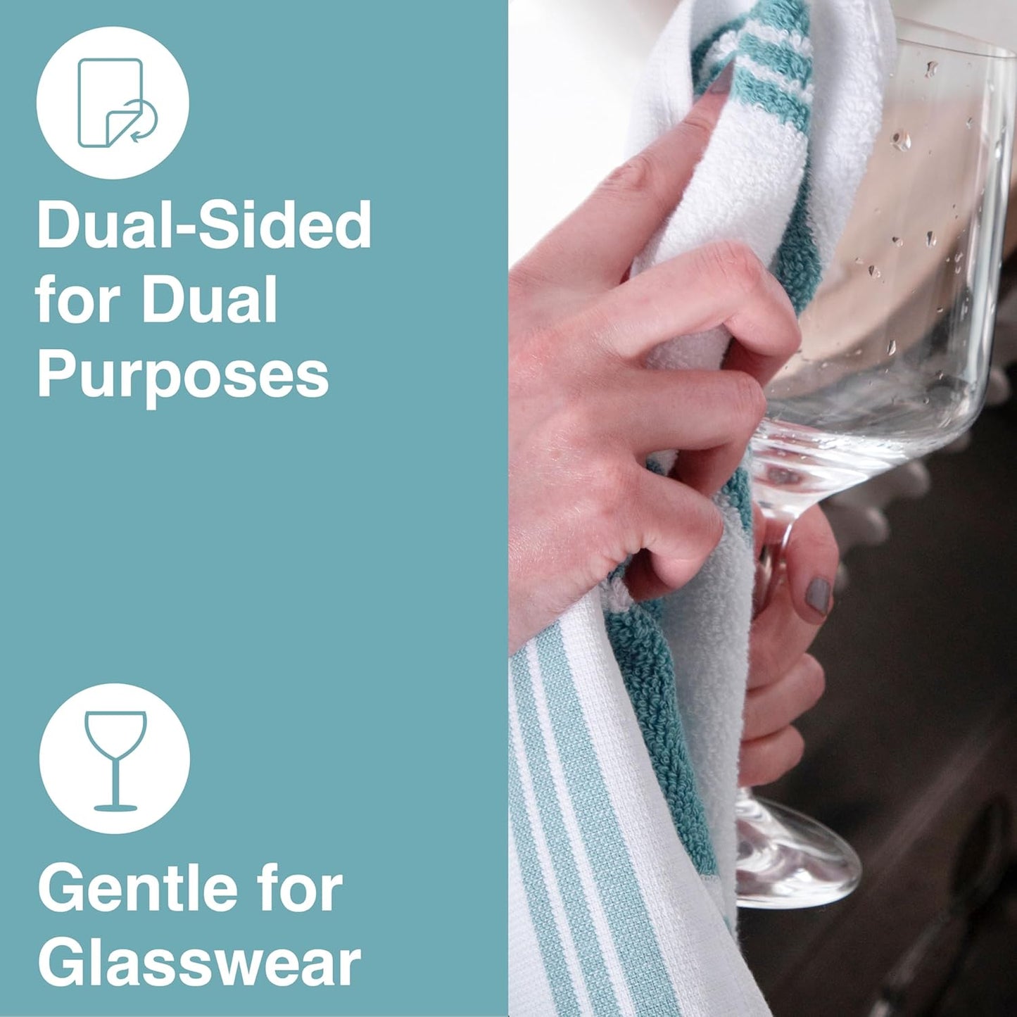 All-Clad Dual-Purpose Kitchen Towels: Highly Absorbent, Super Soft Long Lasting - 100% Cotton, 17"x30" Dish Towels for Cleaning & Drying Dishes, Pans, Glassware, or Countertops, (3-Pack), Rainfall